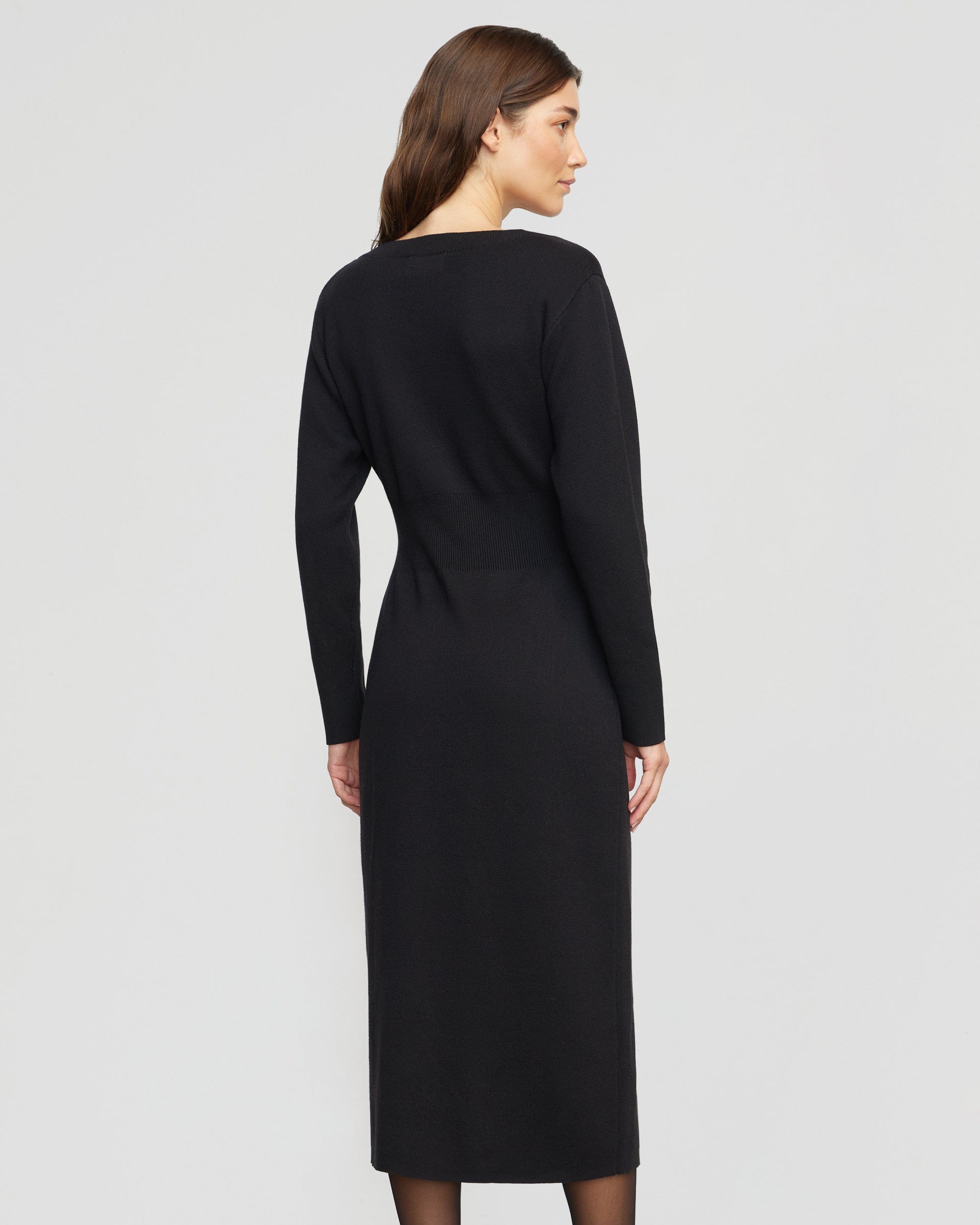 Bora Off Shoulder V Neck Sweater Dress for Women - Soft Knit Long Sleeve Bodycon Dress for Fall & Winter - Perfect for Date Night, Office Wear, and Holiday Parties