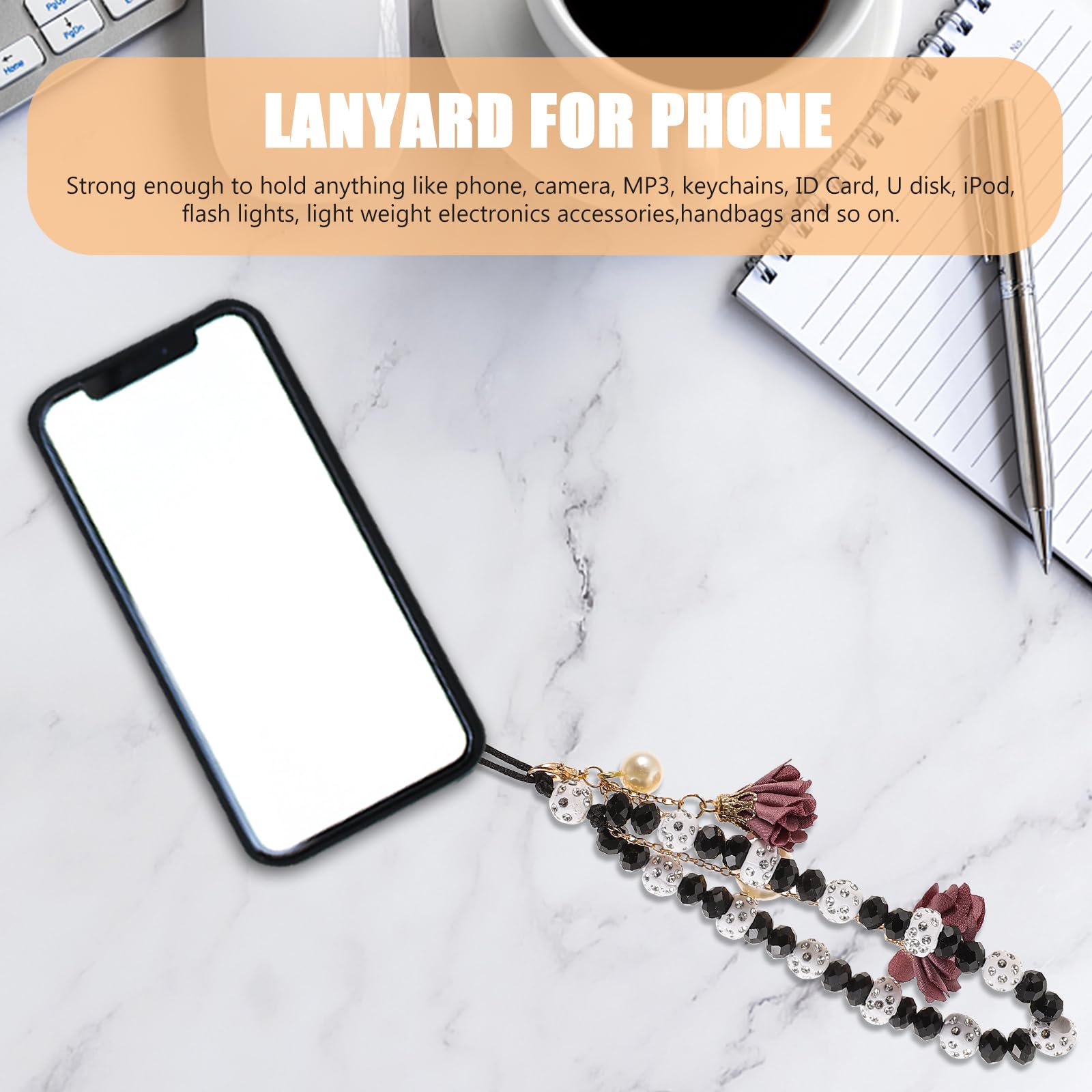 Creative Crystal Flower Phone Strap - Non-Slip Lanyard for Phones & Keys | Perfect for Work & Travel