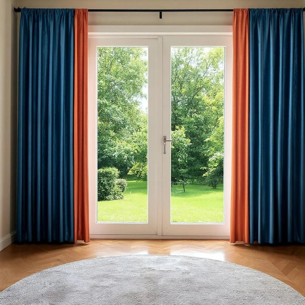 Custom Daphne Color Blocking Thermal Blackout Curtains for Bedroom & Living Room - Energy Efficient & Noise Reducing Window Treatments