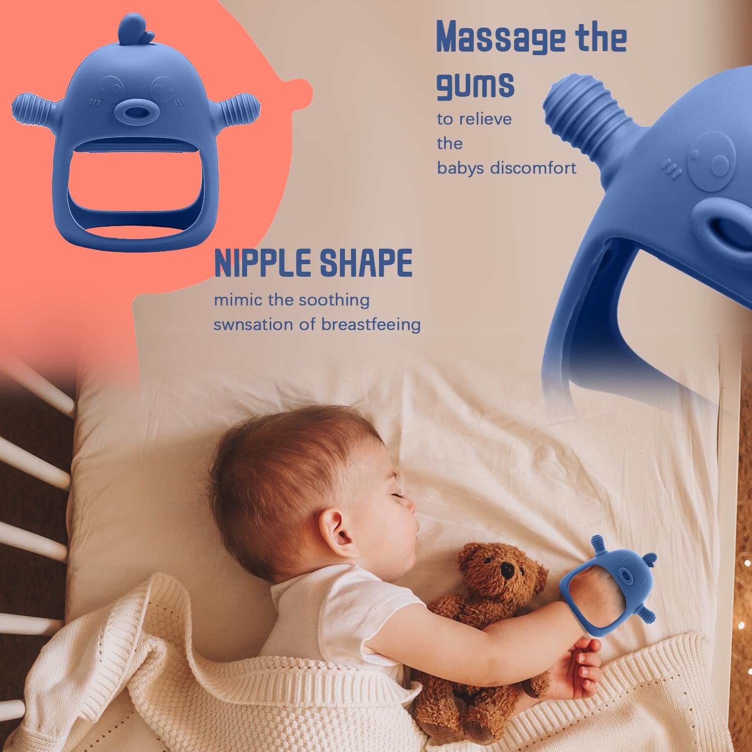 Baby Fruit Feeder Pacifier - 3 Pack Set with Mesh Feeder, Teething Toys & Popsicle Molds | Safe Silicone Teether for Breastmilk & Baby Food | BPA-Free Infant Feeding Essentials | Perfect for Soothing Sore Gums & Introducing Solids | Steel Blue