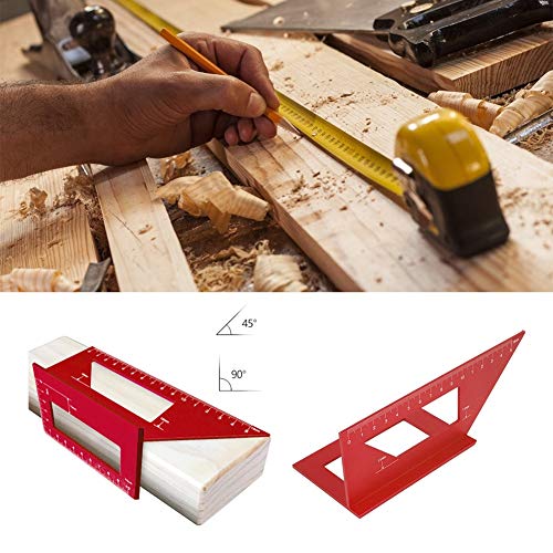 AMONIDA 45° 90° Woodworking Angle Gauge - Precision Measuring Tool for Woodworking, Carpentry, Home Decoration & Construction Projects (Red) | Perfect for DIY Projects, Furniture Making & Renovations