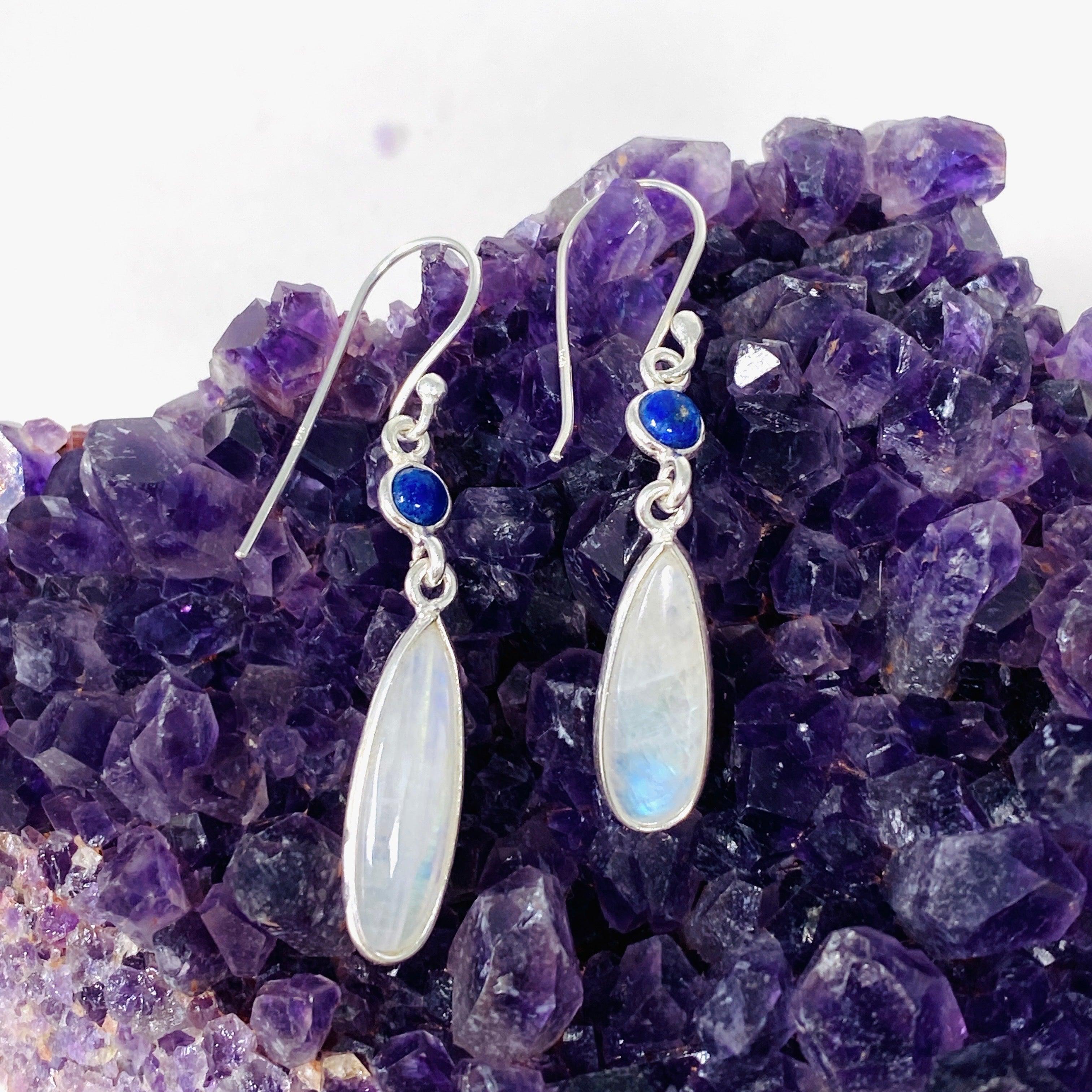 Moonstone Multi Stone Teardrop Earrings KEGJ1403 - Elegant Dangle Jewelry for Women, Perfect for Weddings, Parties & Special Occasions