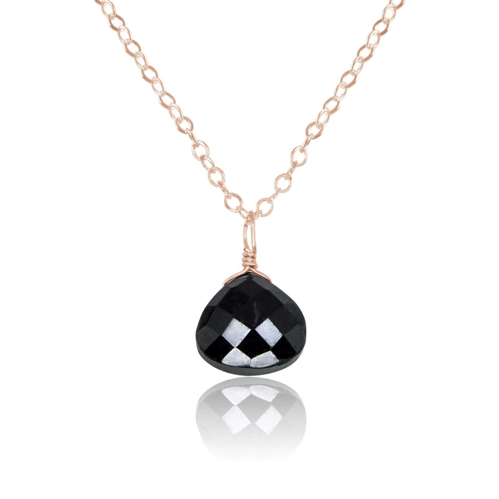 Elegant Black Onyx Teardrop Crystal Pendant Necklace for Women - Perfect for Everyday Wear, Gift Giving & Special Occasions