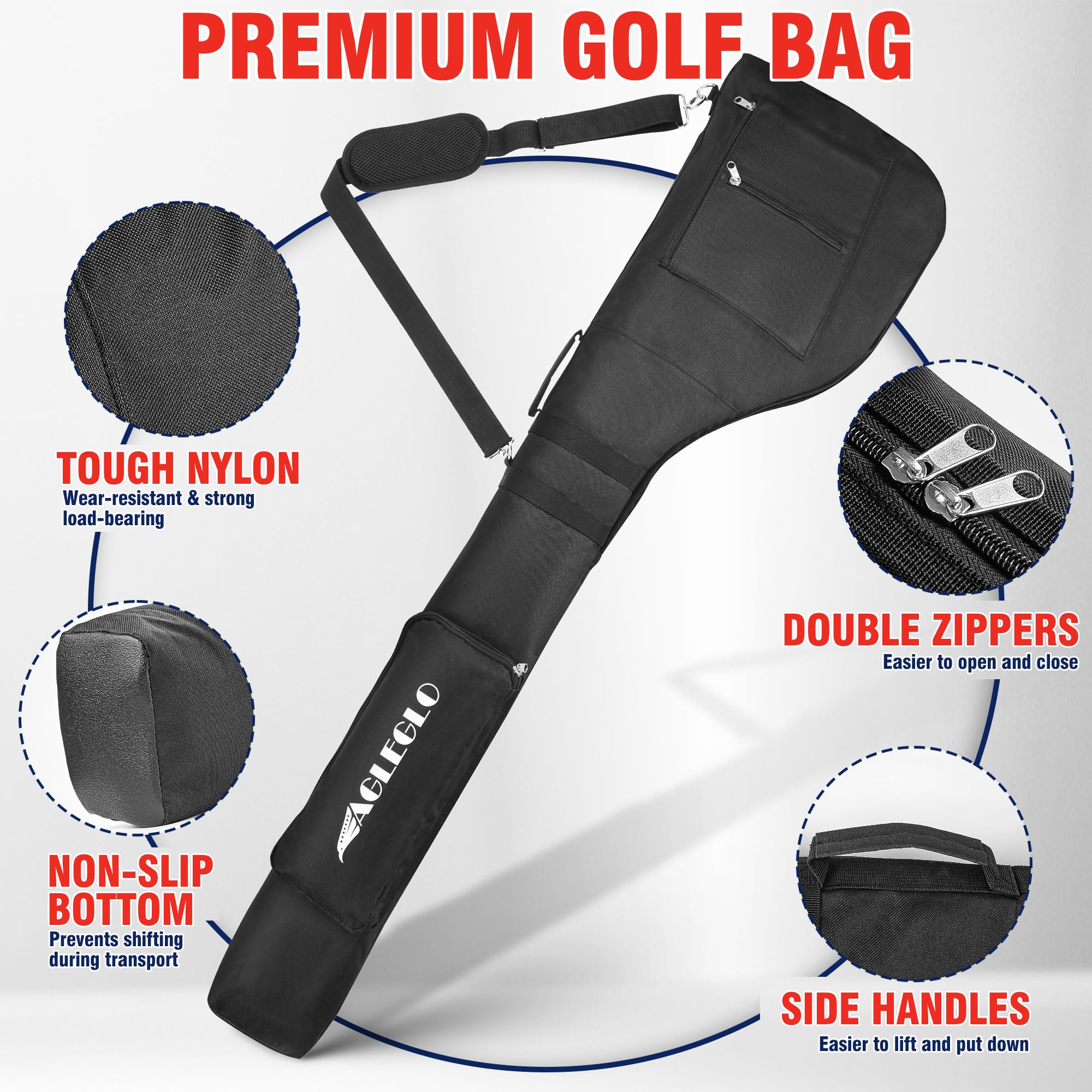 **EagleGlo Foldable & Adjustable Golf Travel Bag – Lightweight Carry Bag for 8-10 Clubs – Perfect for Men & Women – Ideal for Practice, Travel & Course Use**