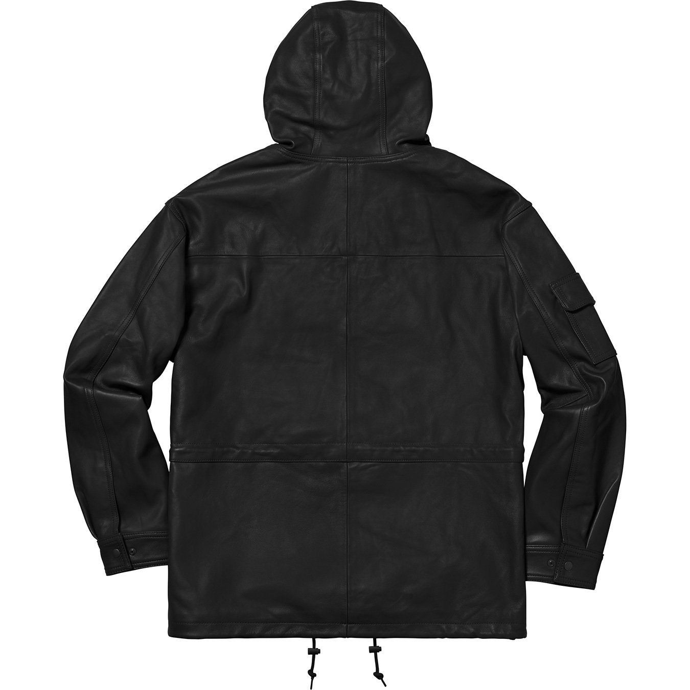 Supreme Black Leather Anorak Jacket - Stylish Waterproof Outdoor Windbreaker for Men & Women - Perfect for Hiking, Camping, and Urban Fashion