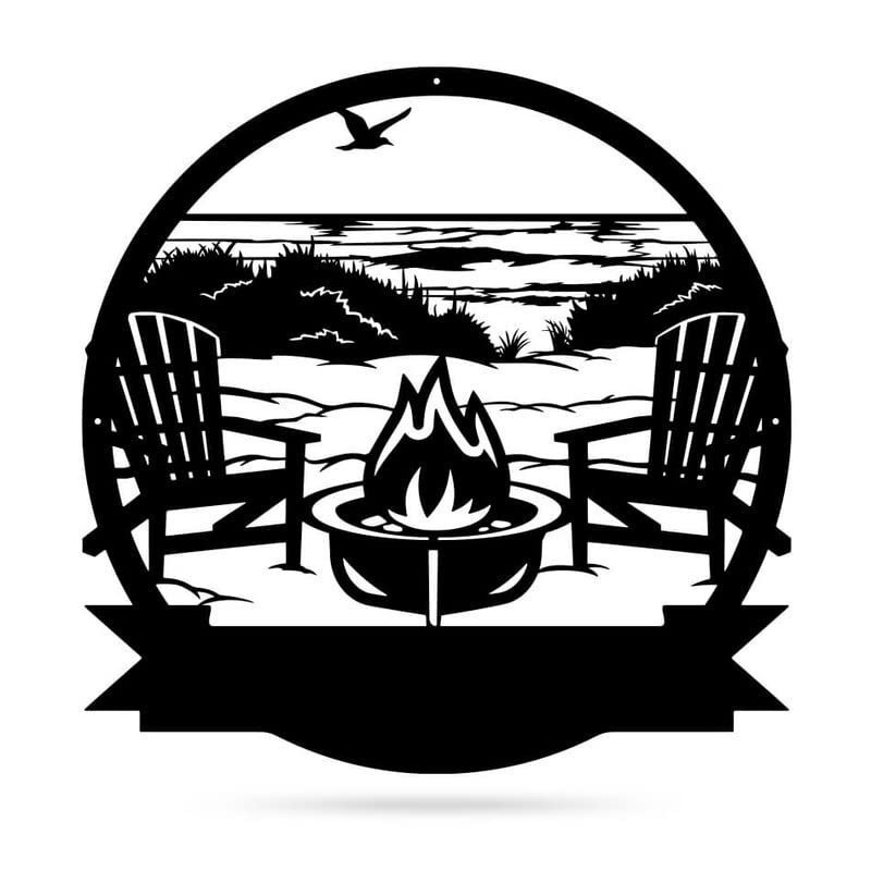 RealSteel Personalized Beach Campfire Monogram Sign - Custom Metal Wall Art for Home Décor, Outdoor Campsite, Backyard, Deer Lease & Fire Pit Areas - Perfect for Rustic Cabin, Hunting Lodge & Lakeside Retreat Decor