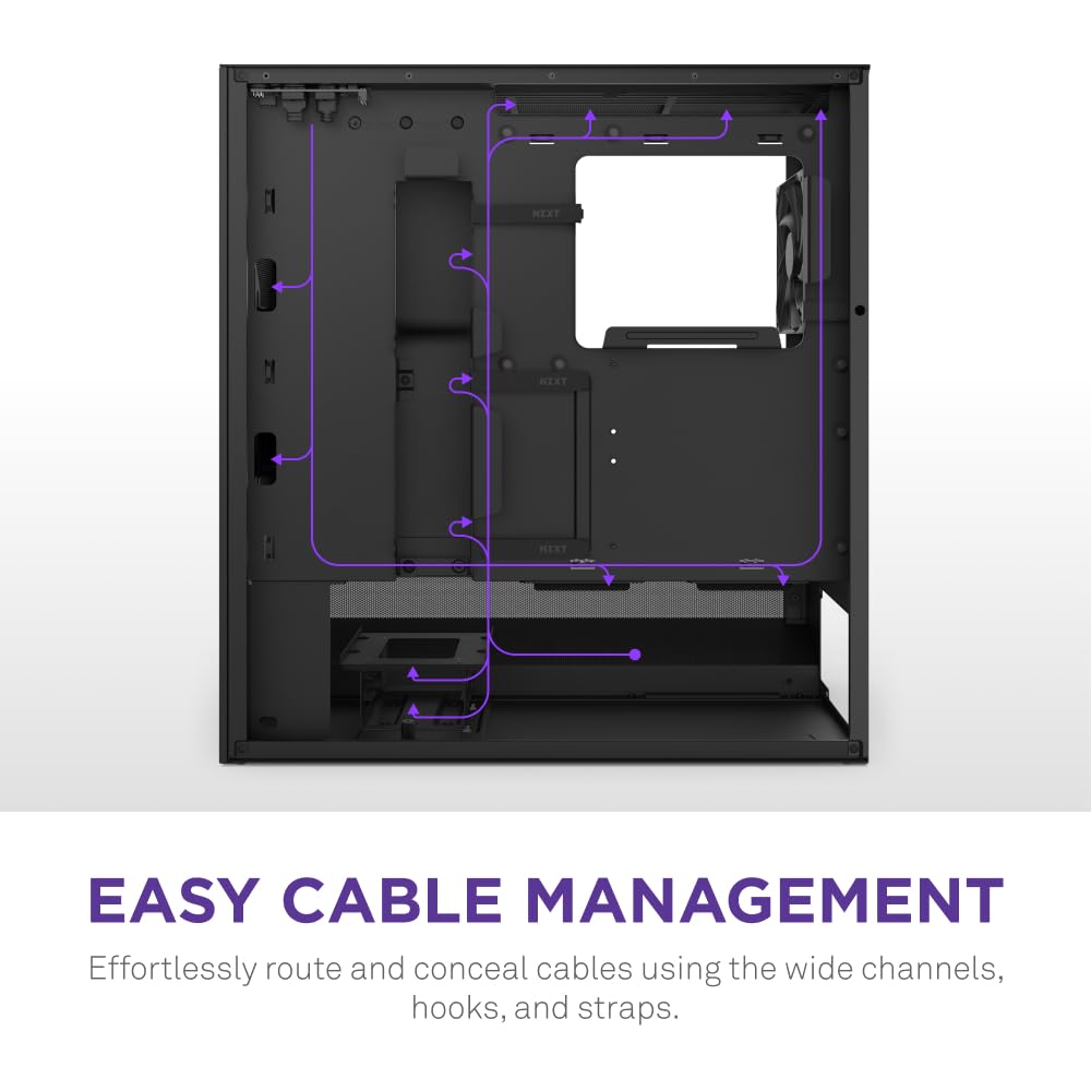 NZXT H5 Flow 2024 Compact ATX Mid-Tower PC Gaming Case - High Airflow Design with 2 x 120mm Fans - Supports 360mm Front & 240mm Top Radiators - Advanced Cable Management & Tempered Glass Side Panel - Sleek Black Finish - Perfect for Gaming Rigs, Streaming Setups, and Custom Water Cooling Builds