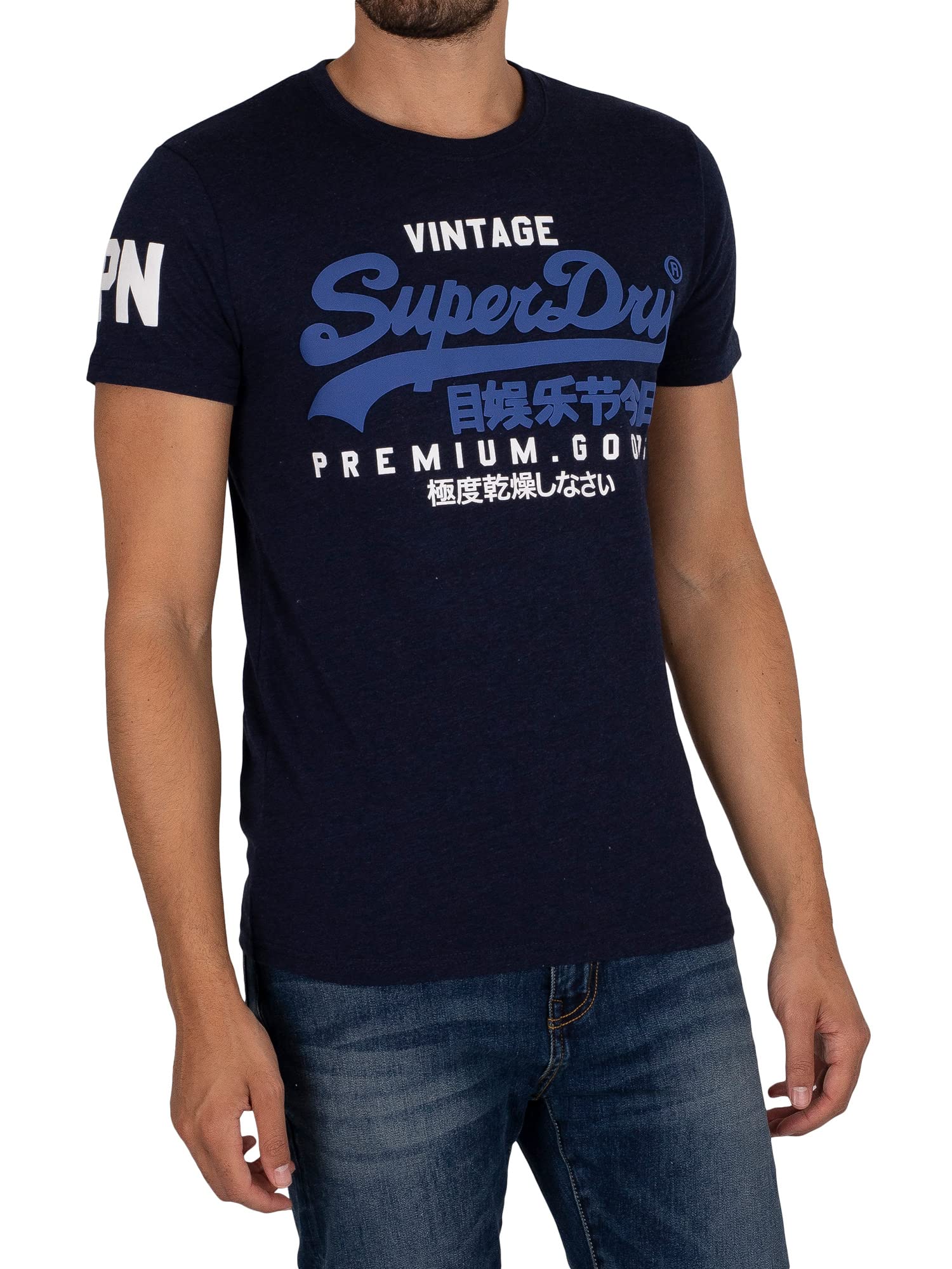 Superdry Men's Organic Cotton Vintage Logo T-Shirt - Slim Fit Casual Tee for Everyday Wear, Gym & Street Style