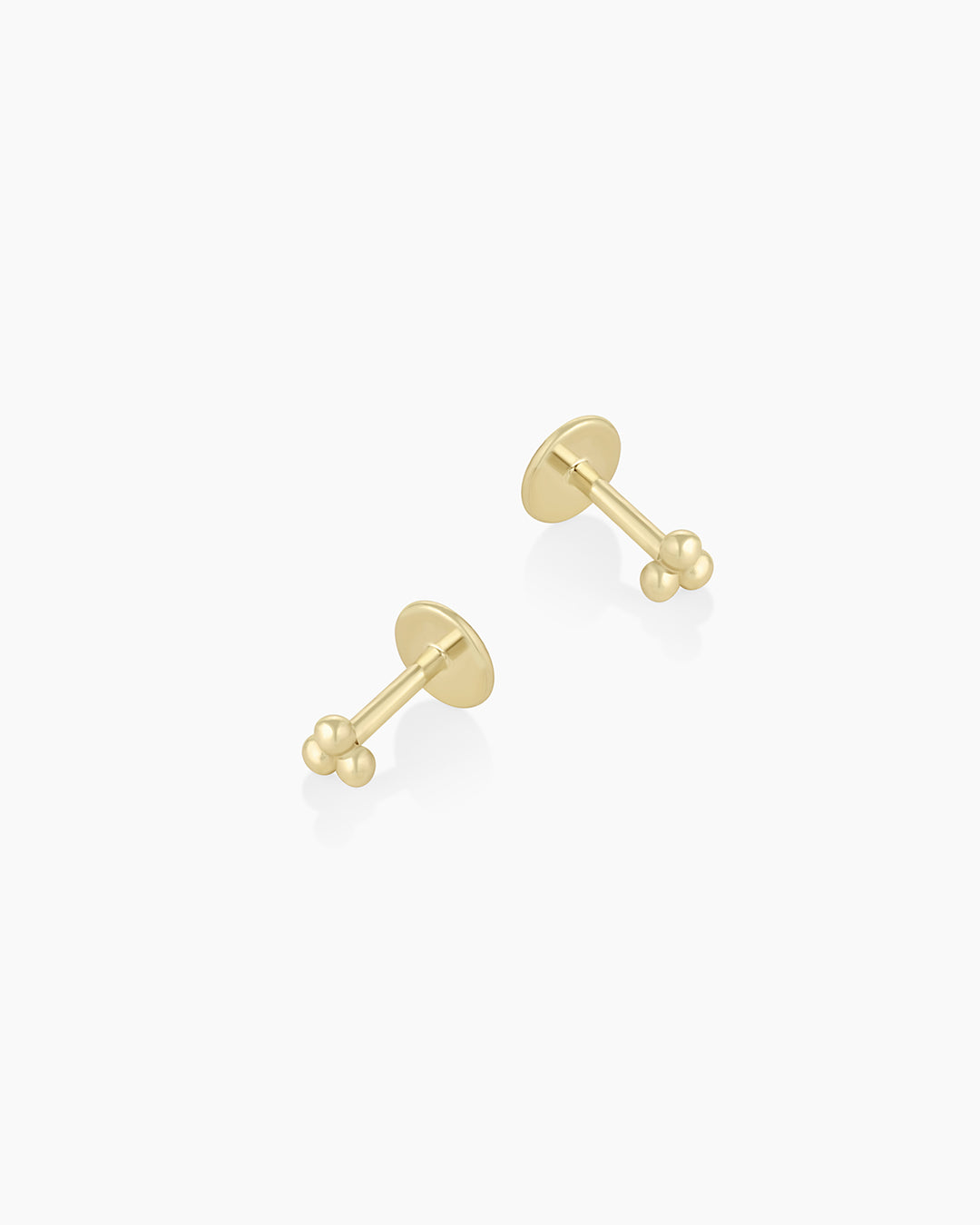 14K Gold Trio Flat Back Stud Earrings - Dainty Minimalist Hoops for Women - Perfect for Everyday Wear, Parties & Gifting