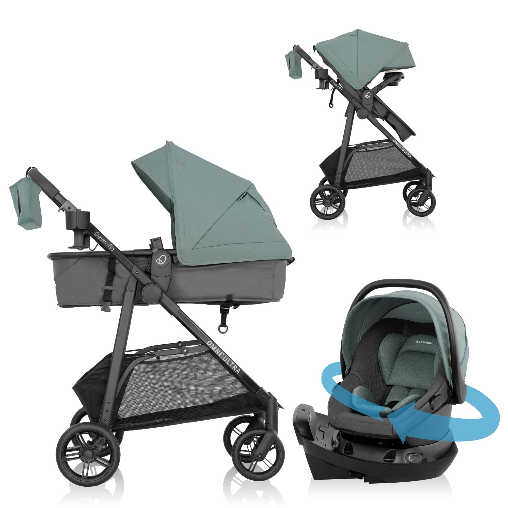 Evenflo Omni Ultra Travel System - Lightweight Stroller & Car Seat Combo for Babies & Toddlers | Perfect for Travel, Shopping & Daily Use