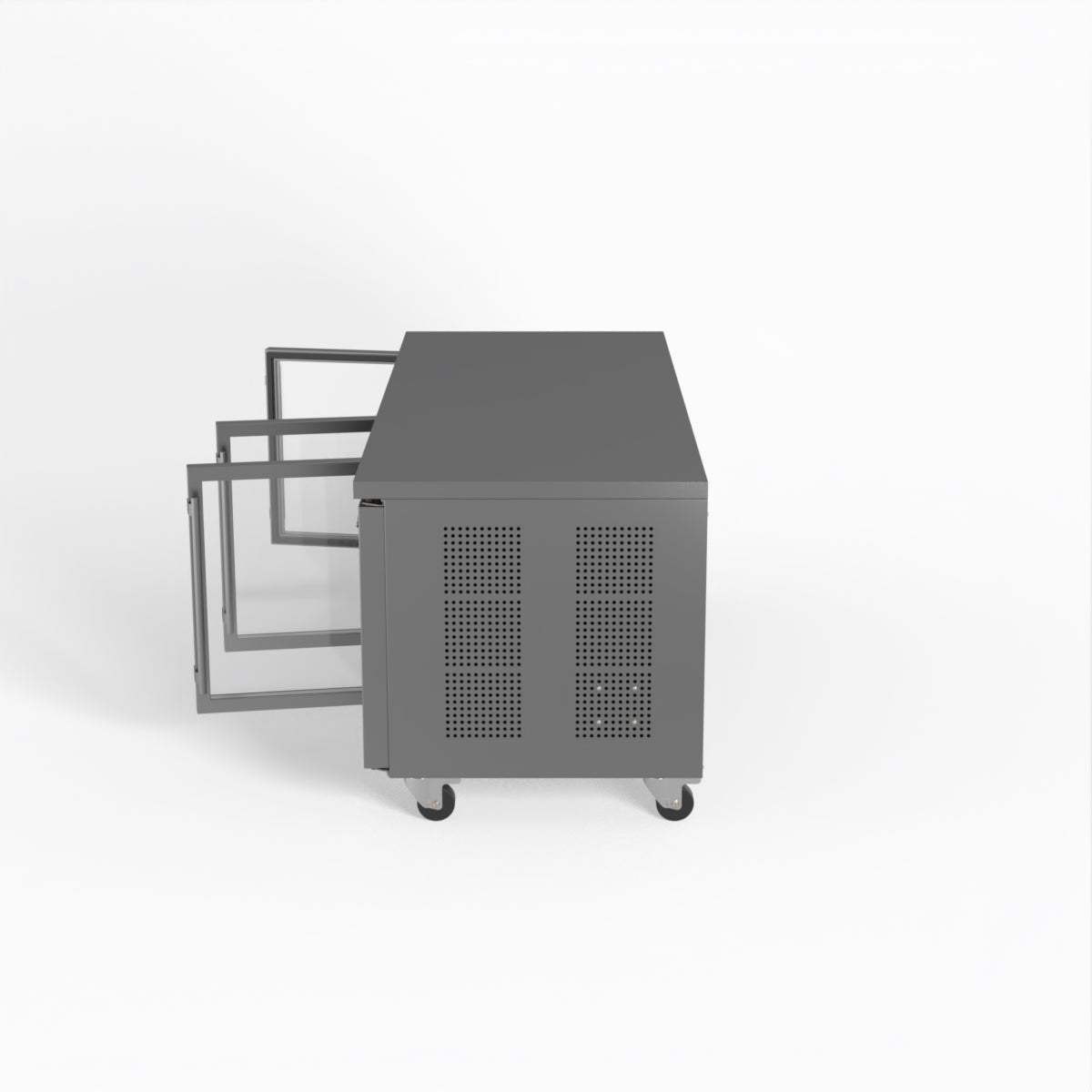 Commercial Glass Door Refrigerator - 3 Door Under Counter Display Fridge with 800mm Depth for Restaurants, Cafes & Retail Stores