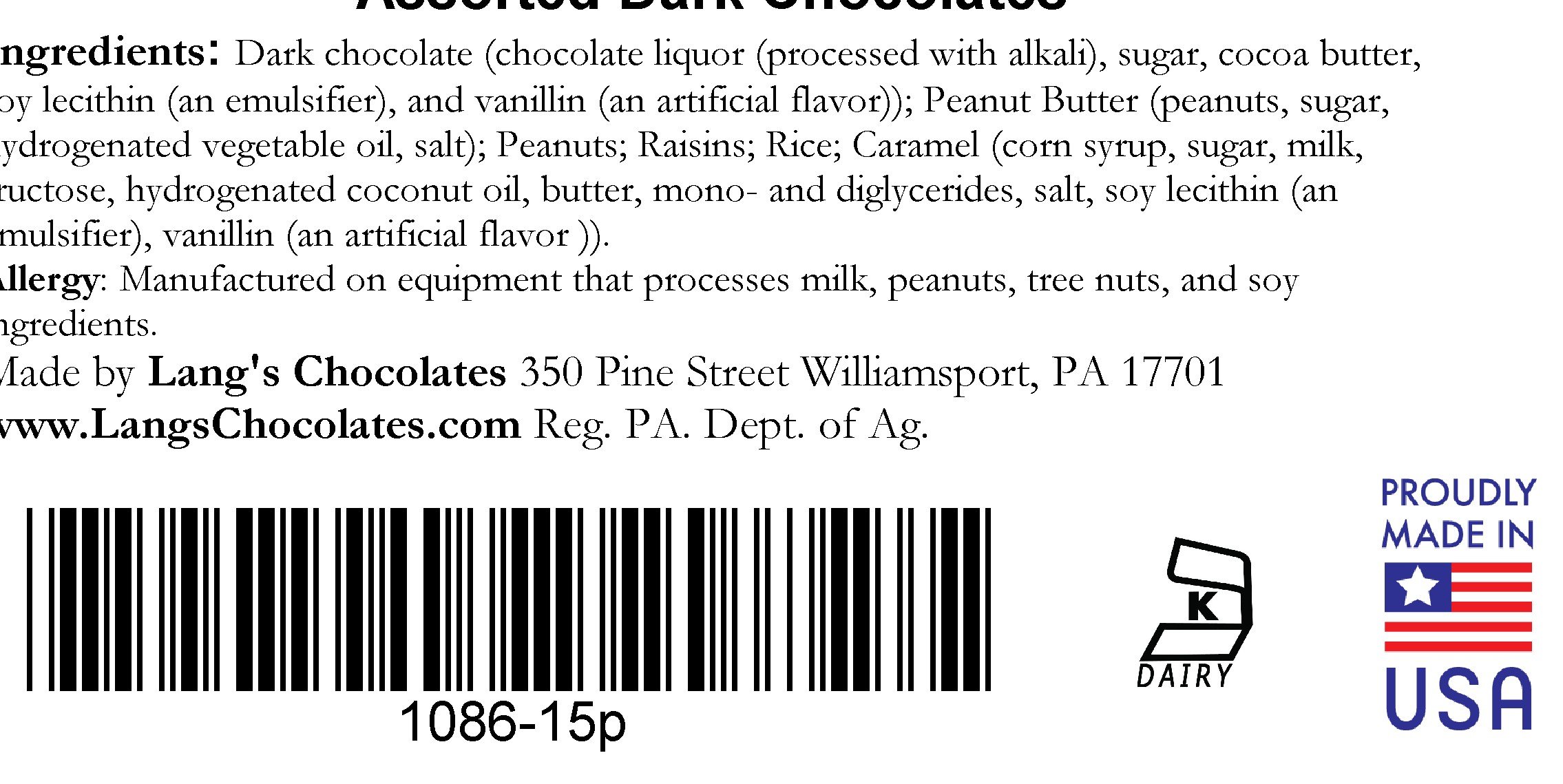 Lang’s Premium Assorted Milk & Dark Chocolates Gift Box - 15 Kosher-Dairy Certified Pieces with Caramel, Peanut Butter, Cashew Clusters & Meltaways - Perfect for Holidays, Birthdays & Corporate Gifting
