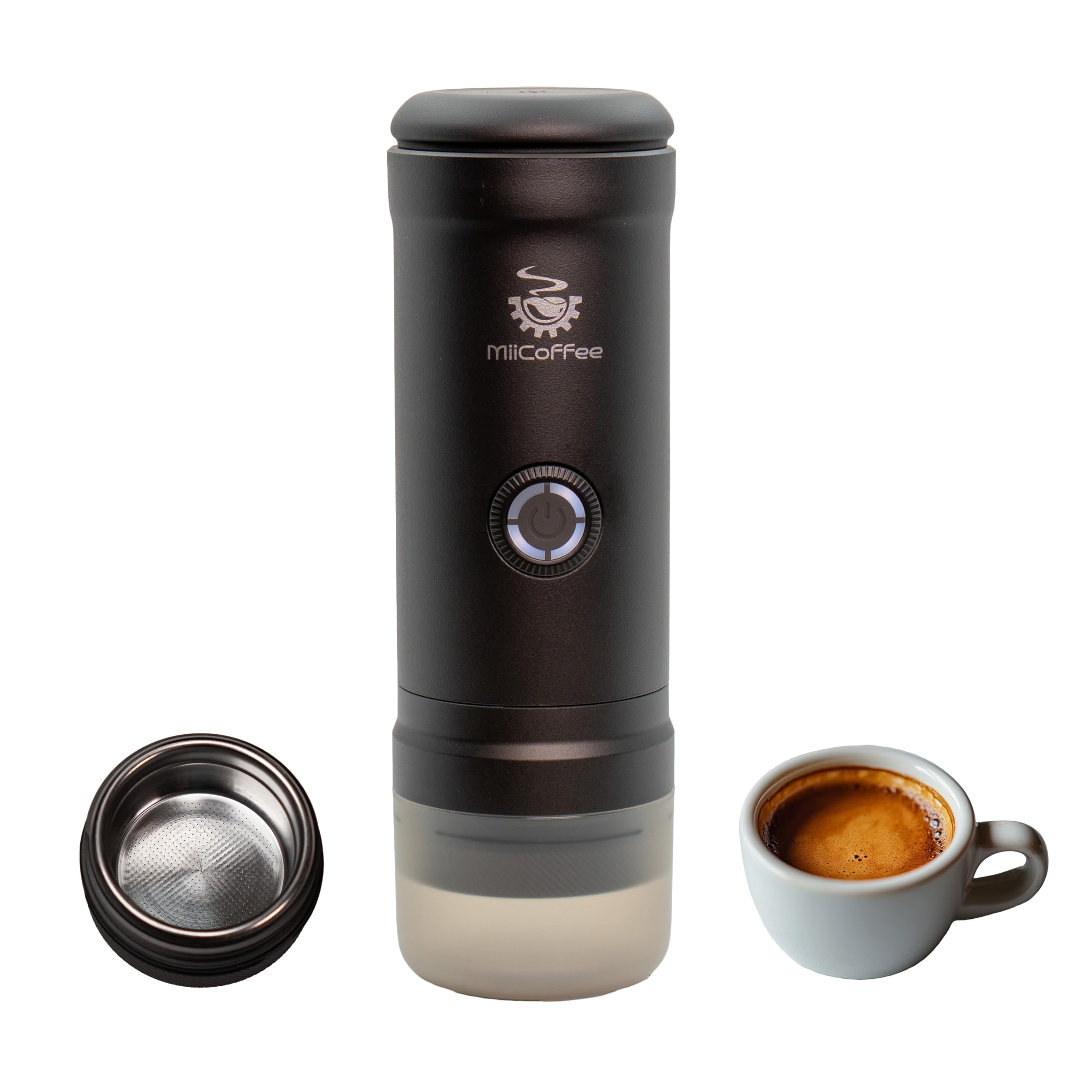 Eon Portable Espresso Machine - Self Heating Travel Coffee Maker with USB-C Fast Charging | Compact Grey Coffee Brewer for Camping, Office & Road Trips