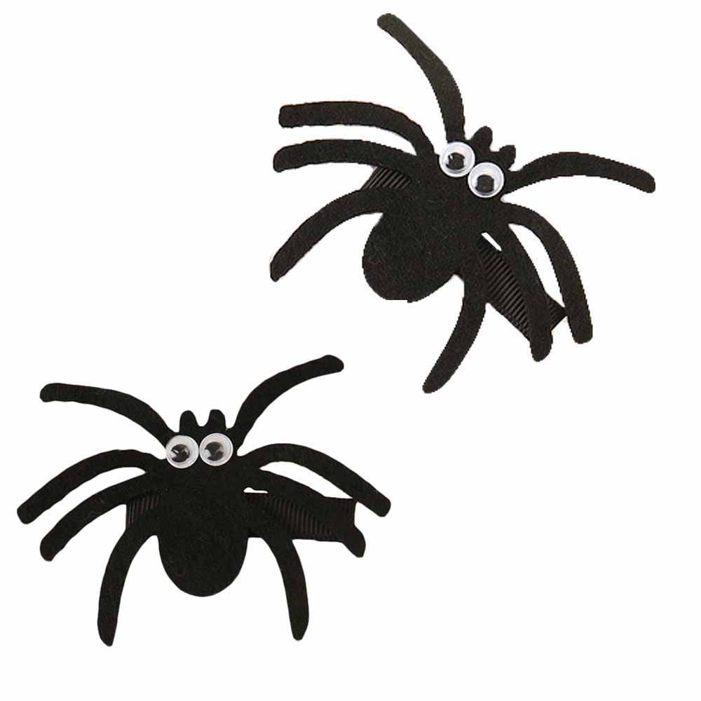 Halloween Spider Hair Clips - Black & Orange Spider Hairpins (2-Piece Set) for Women & Girls - Perfect for Halloween Costumes, Cosplay & Spooky Party Accessories