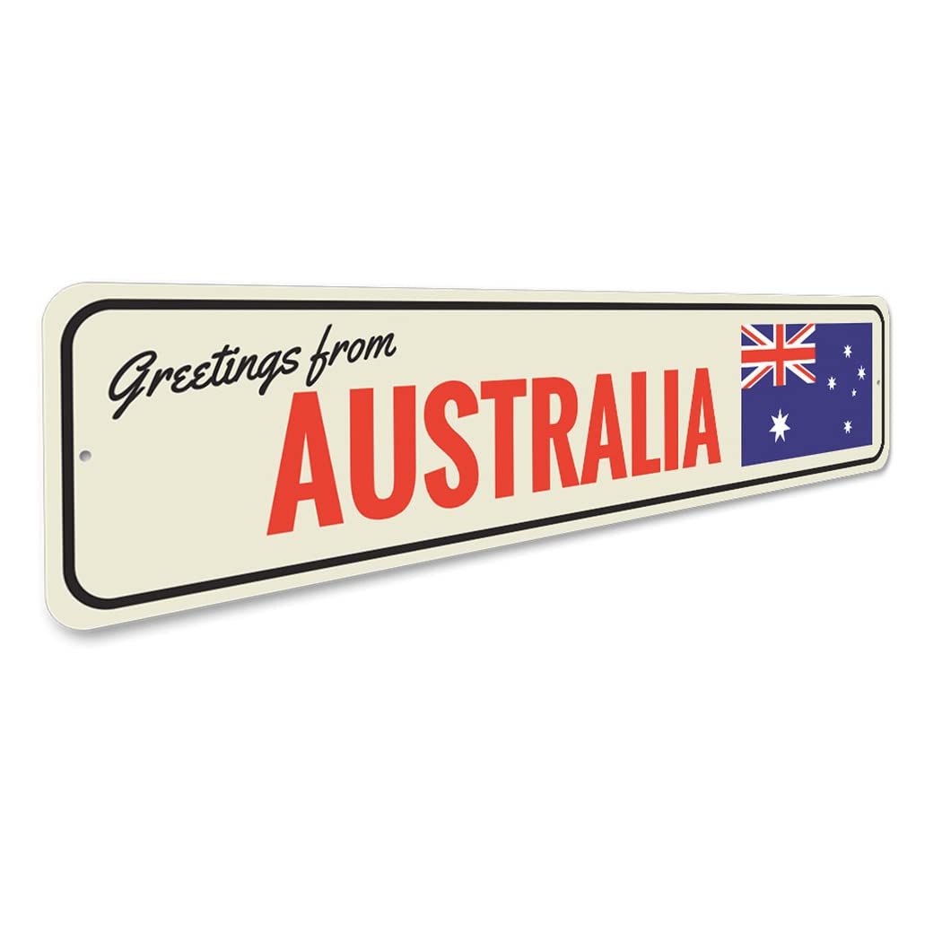 Australian Flag Patriotic Aluminum Street Sign - 3x13 Inch Rustic Wall Decor for Man Cave, Garage, Pub, or Outdoor Bar | Perfect for Aussie Themed Parties & Home Decor
