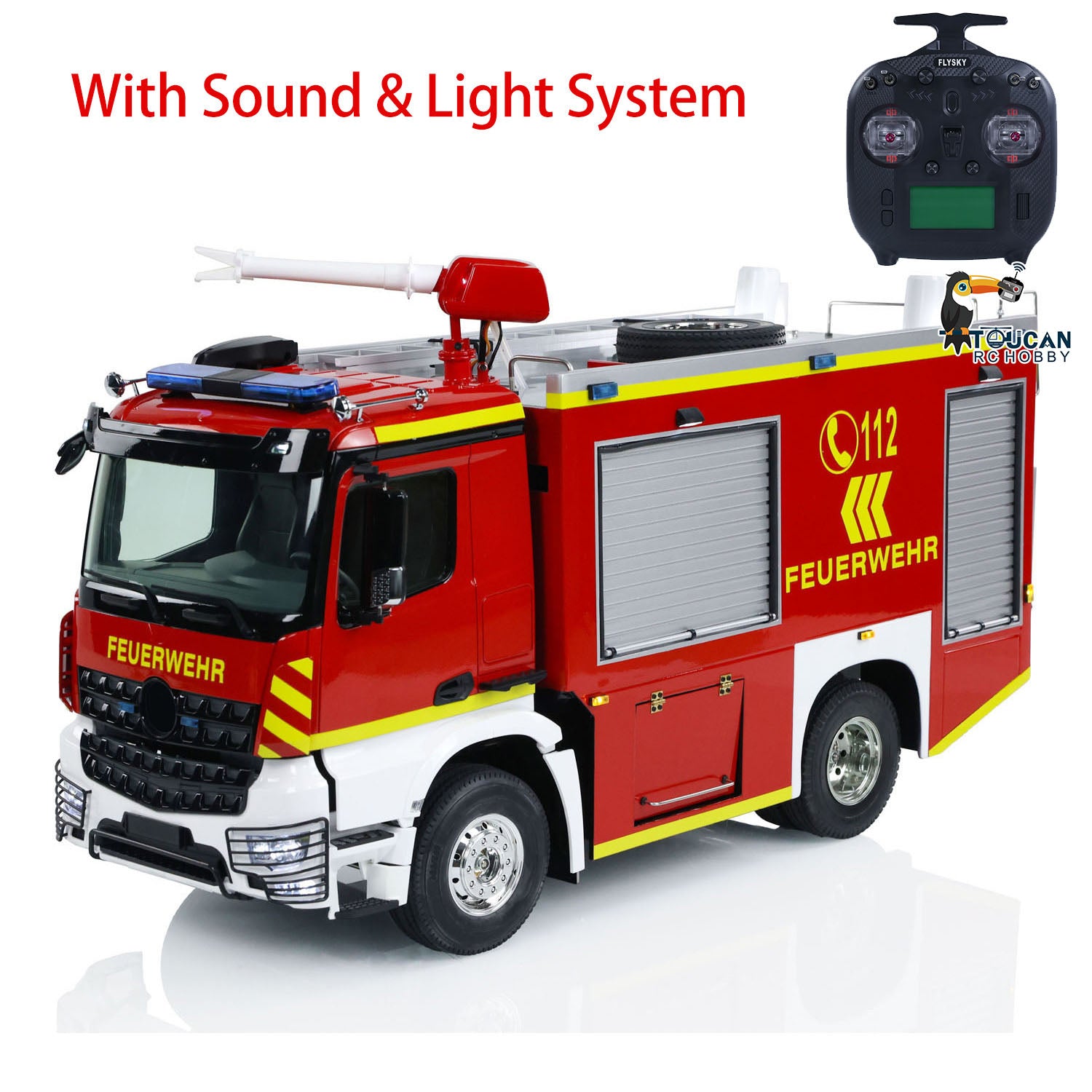 1/14 Scale 4x2 RC Fire Truck with Extinguisher - 2 Speed Transmission, Motor, ESC, Servo, Sound & Light System - Remote Control Firefighting Vehicle for Kids & Adults - Perfect for Play, Collecting & Emergency Simulation