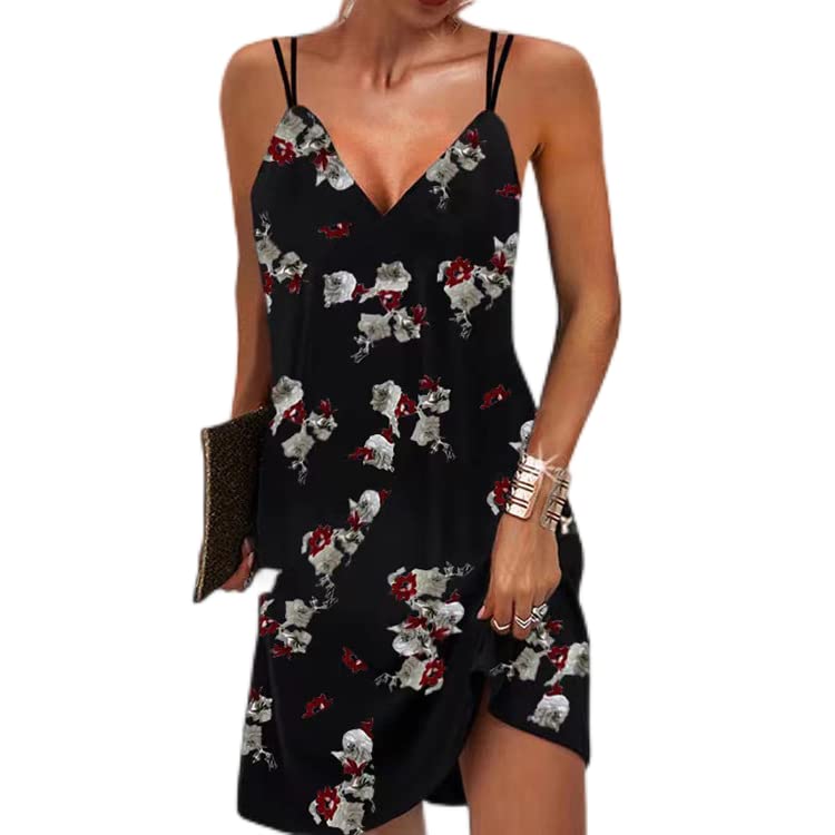 Vintage Floral Print Maxi Dress for Women - Sleeveless V-Neck Summer Dress with Double Shoulder Straps | Beach, Casual & Boho Chic Outfit
