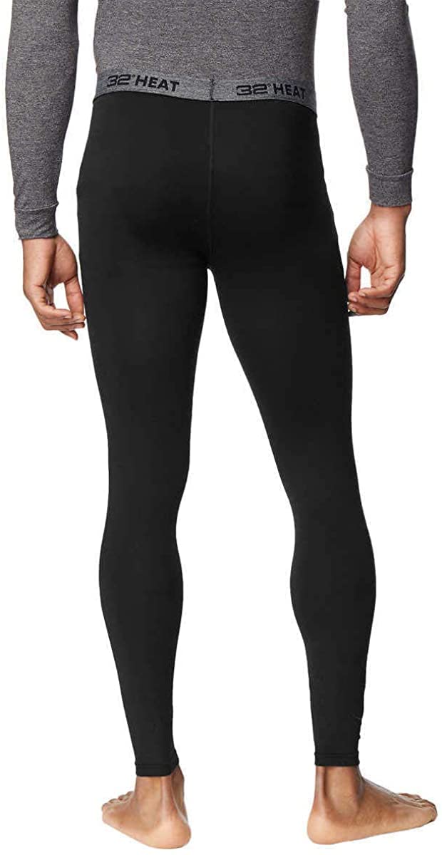32 DEGREES Men's 2-Pack Thermal Base Layer Pants - Heat Performance Leggings for Cold Weather, Black/Black | Perfect for Winter Sports, Hiking & Outdoor Activities