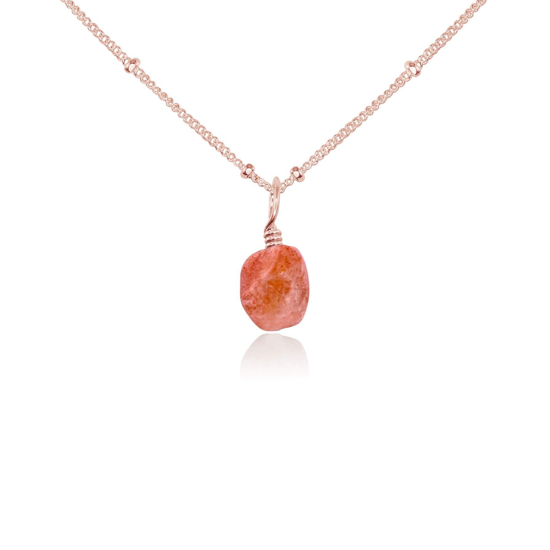 Natural Raw Sunstone Pendant Necklace - Dainty Healing Crystal Jewelry for Women - Perfect for Spiritual Healing, Meditation & Everyday Wear