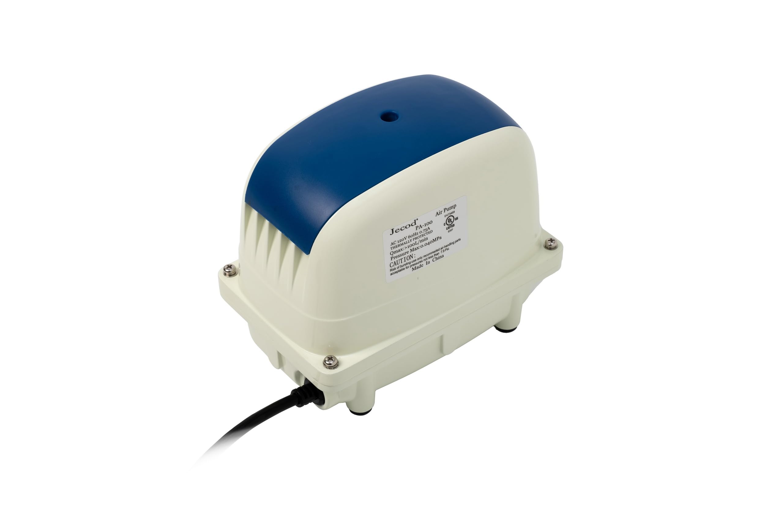 Jecod/Jebao PA Series ECO Air Pump (PA-100) - High Efficiency Aquarium Air Pump for Fish Tanks, Ponds & Hydroponics - Quiet Oxygen Pump for Home & Commercial Use