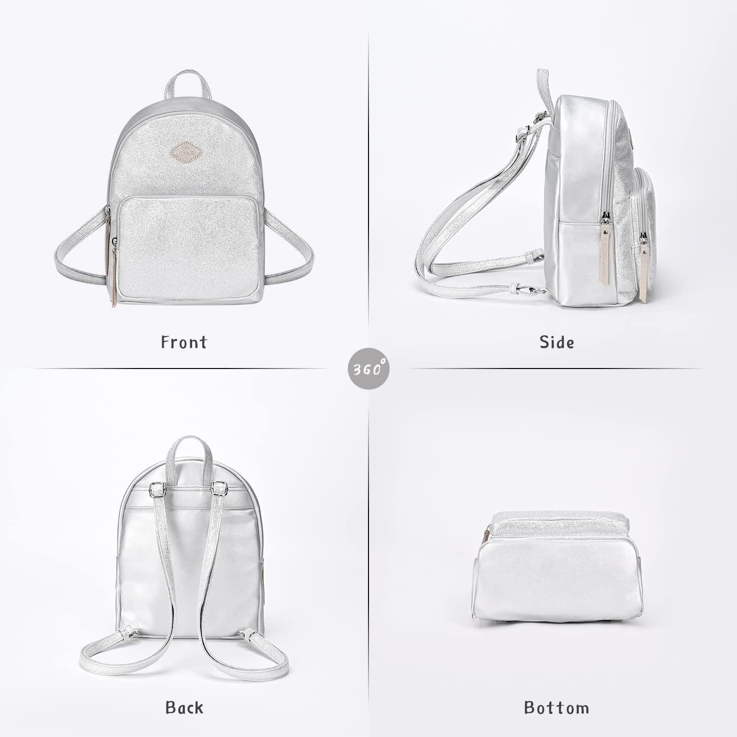 Sparkly GM LIKKIE Glitter Sequin Mini Backpack for Women - Silver Small Fashion Backpack for Parties, Concerts & Night Out Accessories