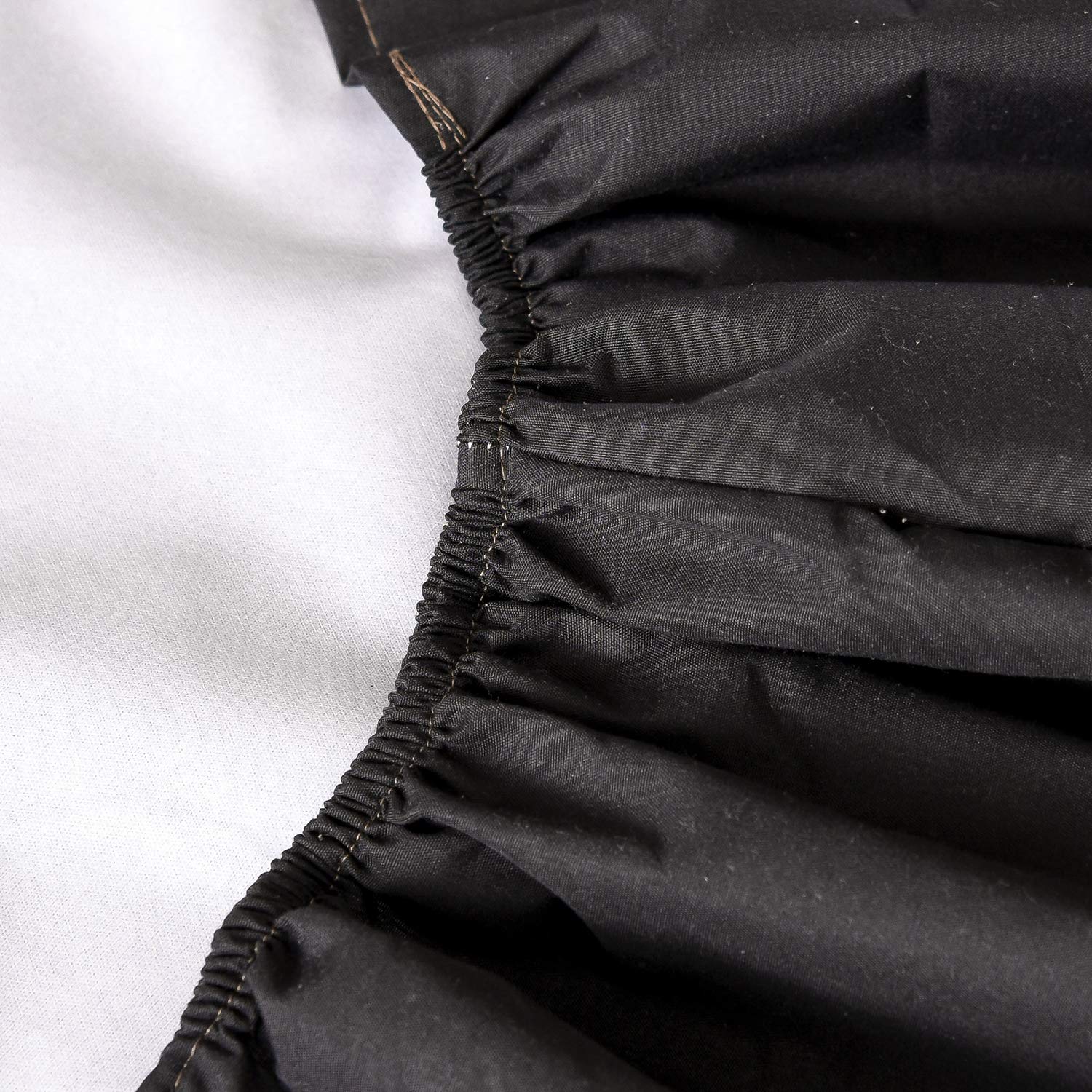 Black Waterproof Fitted Sheet Full Size - Deep Pocket Brushed Microfiber Mattress Protector (54