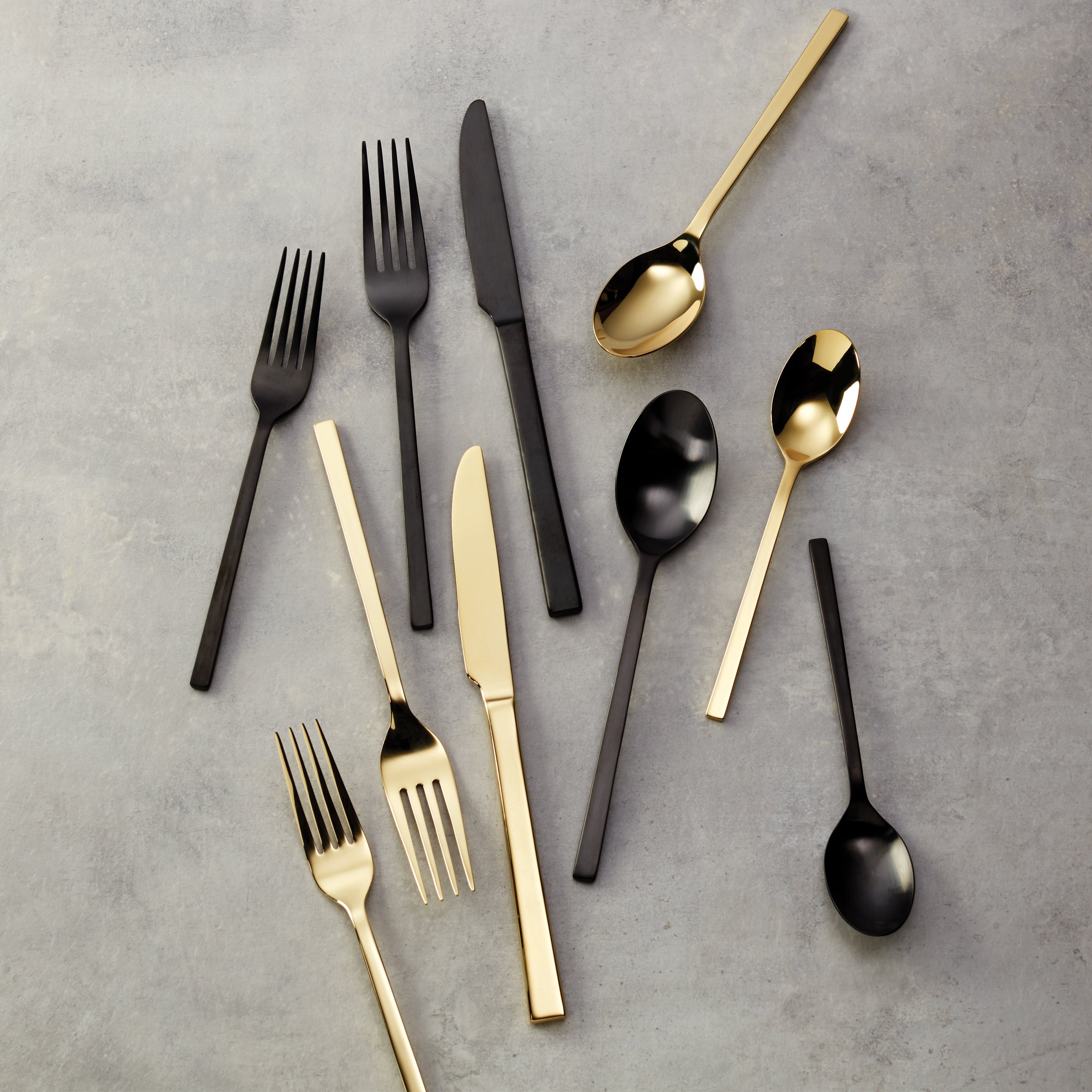 Allay Black Champagne 40-Piece Flatware Set - Premium Stainless Steel Silverware for Formal Dining, Wedding Gifts & Elegant Dinner Parties