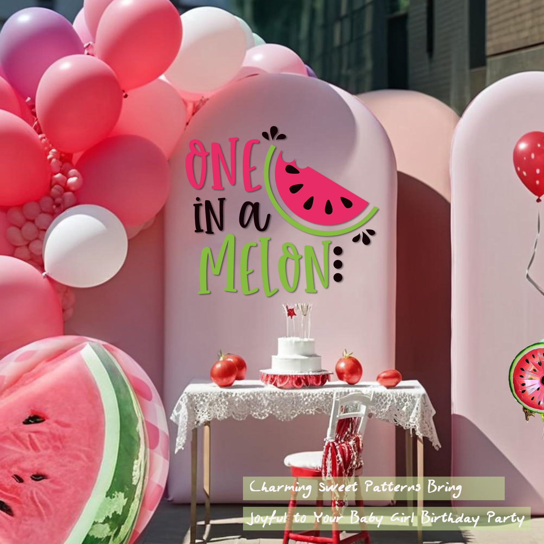 One in A Melon Decal for Balloon Arch - Peel and Stick Watermelon Party Decorations | Baby Girl & Boy 1st Birthday Backdrop Stickers | Perfect for Themed First Birthday Parties, Baby Showers & Summer Celebrations