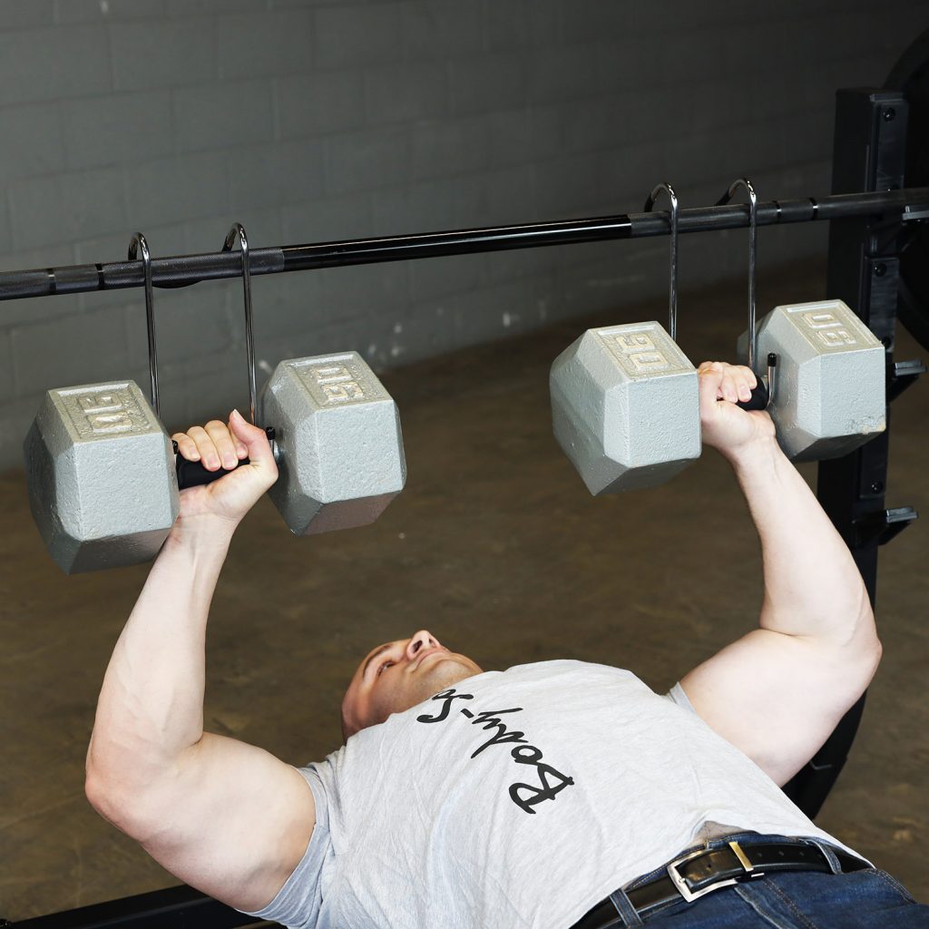 Body Solid Dumbbell Spotter Hooks - Heavy Duty Weight Lifting Safety Hooks for Home Gym & Power Rack - Perfect for Bench Press, Squat Rack & Strength Training