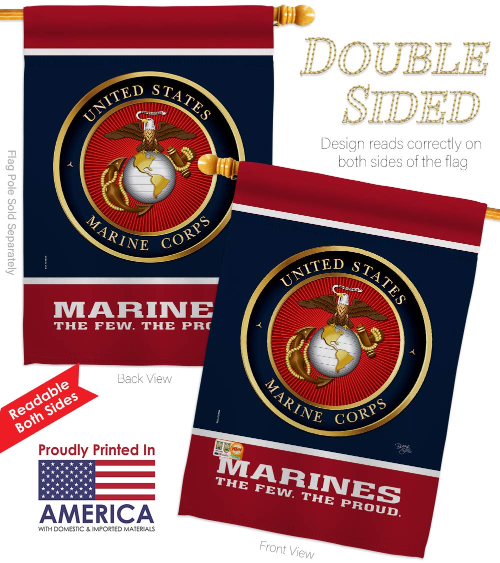 USMC Semper Fi Garden Flag Kit - Double-Sided 28x40 Inch Military House Banner - Proud Marine Corps Veteran Yard Decoration - Made in USA - Perfect for Armed Forces Day, Memorial Day & Patriotic Home Displays