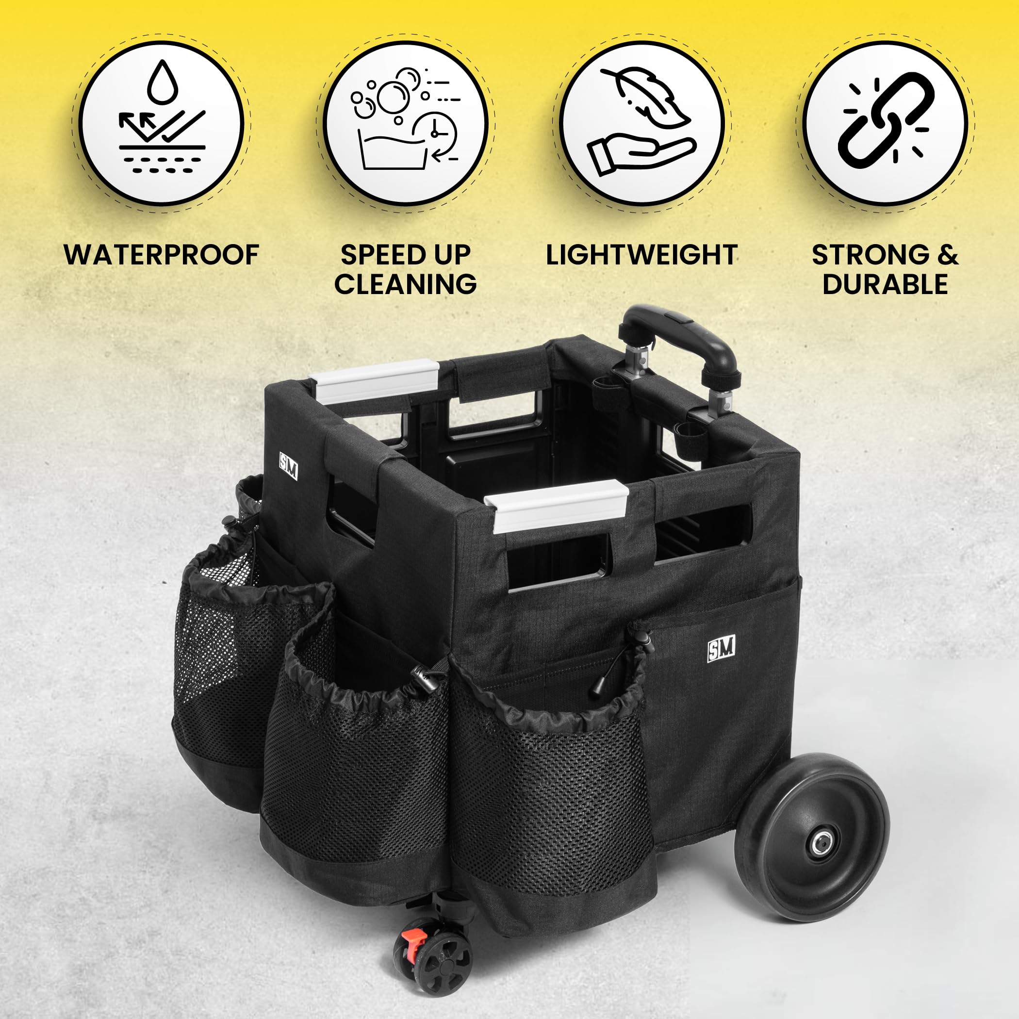 Wheelie Clean - Stair Climbing Cleaning Caddy Organizer with Wheels | Portable Cleaning Supplies Storage for Bathroom, Kitchen & Home Use