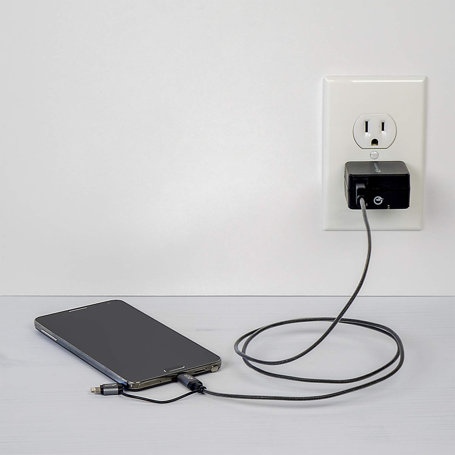 Bracketron PwrRev 2-in-1 Lightning and Micro-USB Charging Cable - 3ft Dual Charger for iPhone & Android - Perfect for Travel, Home, and Office Use