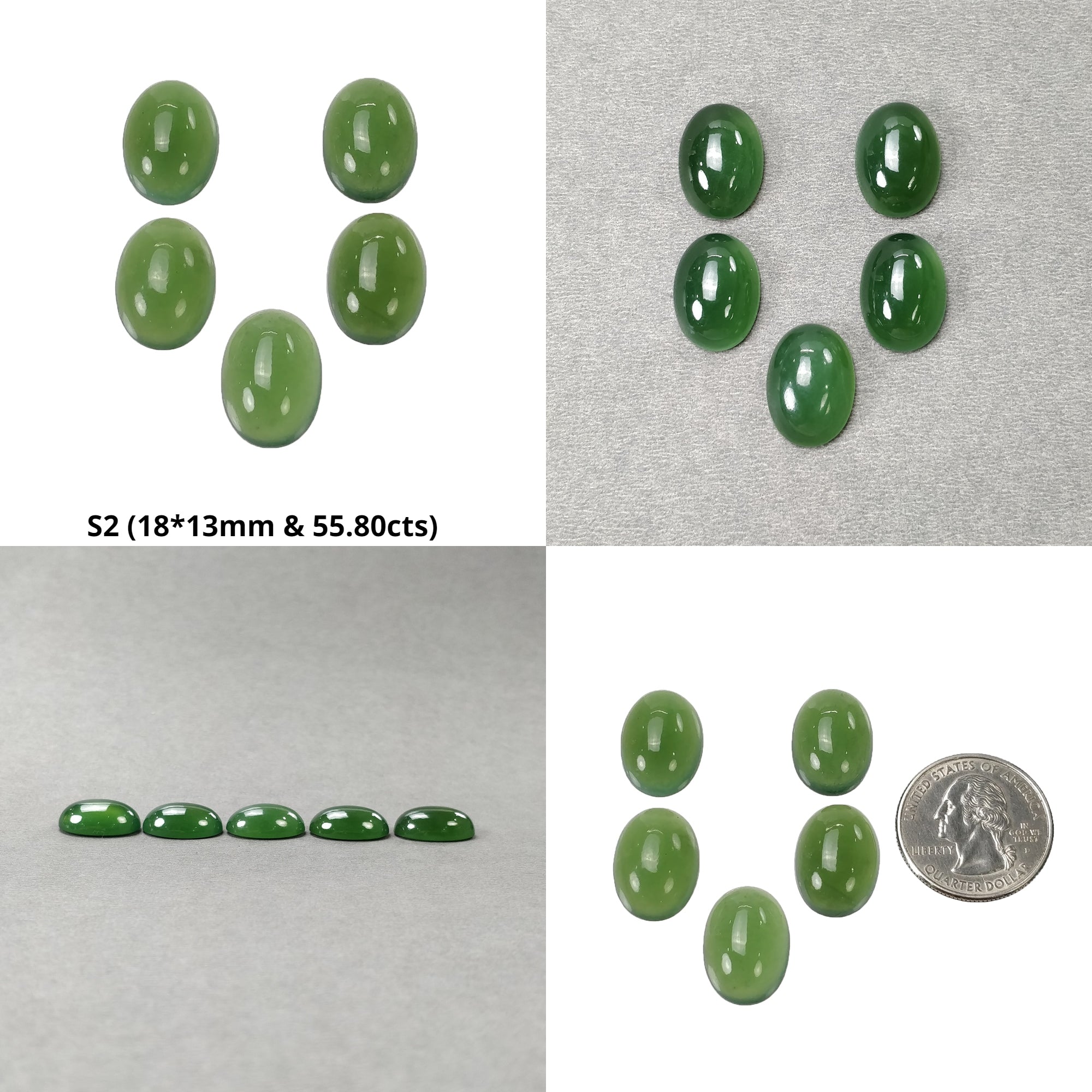 Natural Untreated Green Serpentine Gemstone Cabochon - Oval Shape 18x13mm (5pcs Set) | Handmade Jewelry Making, Wire Wrapping, Pendant & Ring Designs | Healing Crystal Collection for Meditation & Energy Work