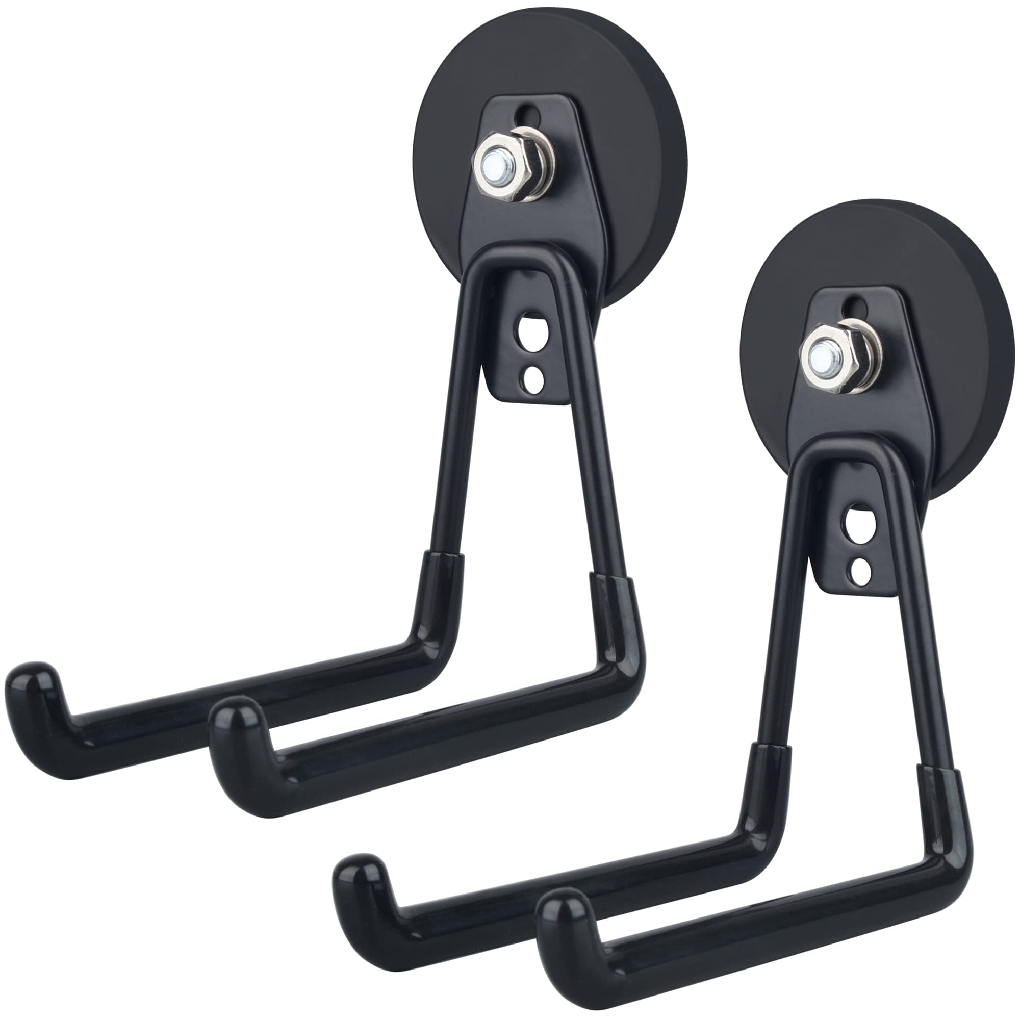 ULIBERMAGNET Heavy Duty Magnetic Hooks 2 Pack - XL 2.59 Inch Power Tool Organizer for Workshop & Garage - Strong Cordless Drill Hooks for Garden Tools, DIY Projects & Home Organization (Black)