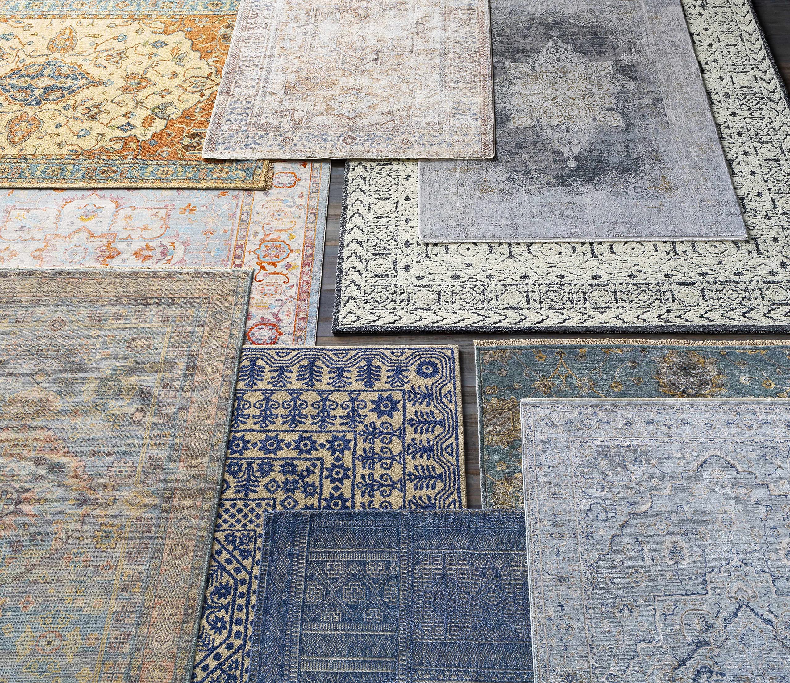 Premium Bowlus Wool Area Rug for Living Room & Bedroom - Traditional Design in Rust, Aqua, Ivory - 6' x 9' Soft & Durable - Perfect for Cozy Home Decor & High Traffic Areas