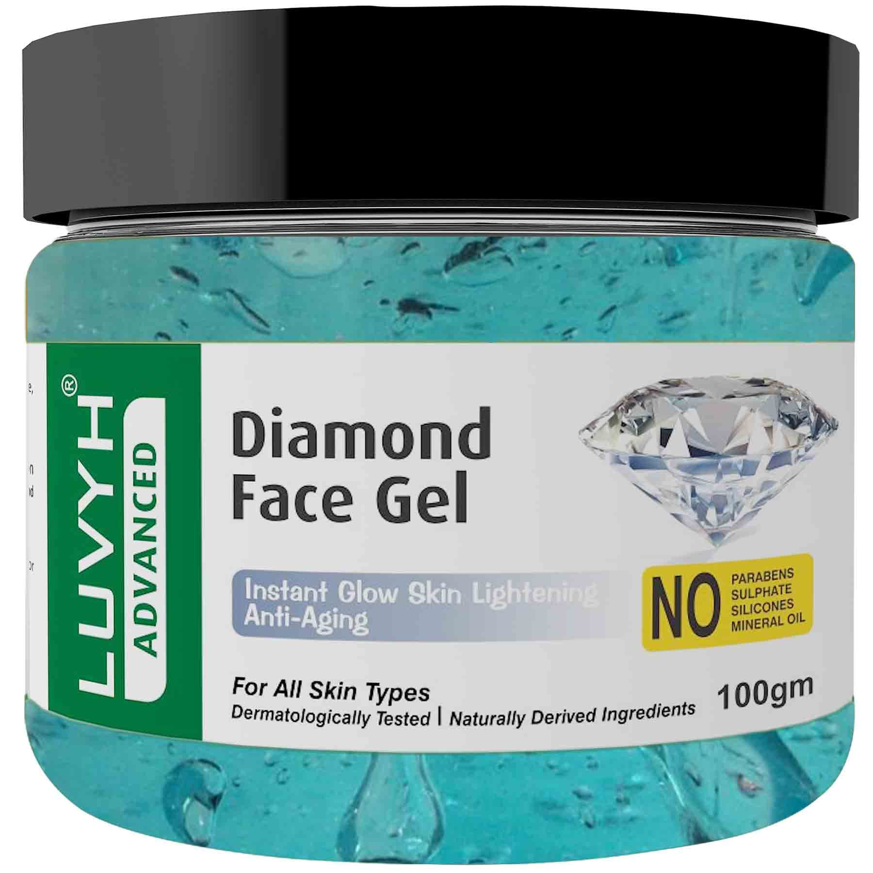 Luvyh Diamond Face Gel & Moisturizer - Herbal Skin Whitening & Brightening Night Gel (100g) for All Skin Types | Men & Women | Hydrating & Nourishing | Perfect for Nighttime Skincare Routine & Glowing Complexion