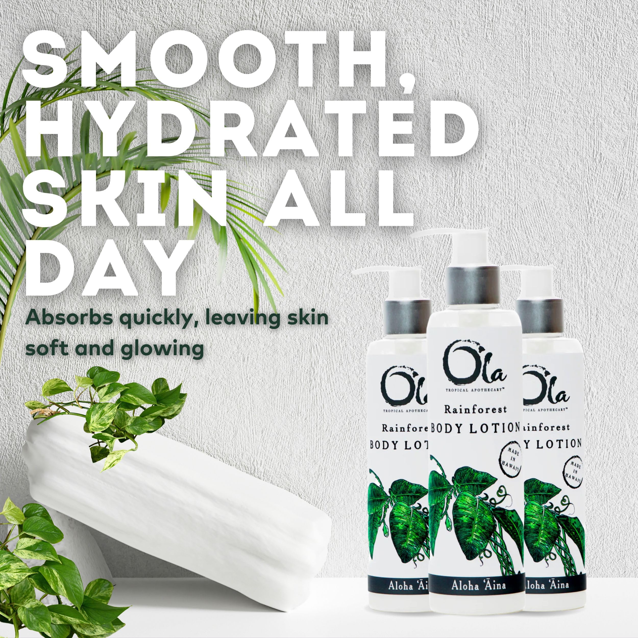 Ola Rainforest Body Lotion with Pure Tropical Oils & Plant Extracts - 8.45 Fl Oz - Hydrating Moisturizer for Dry Skin - Perfect for Daily Use & Spa Days