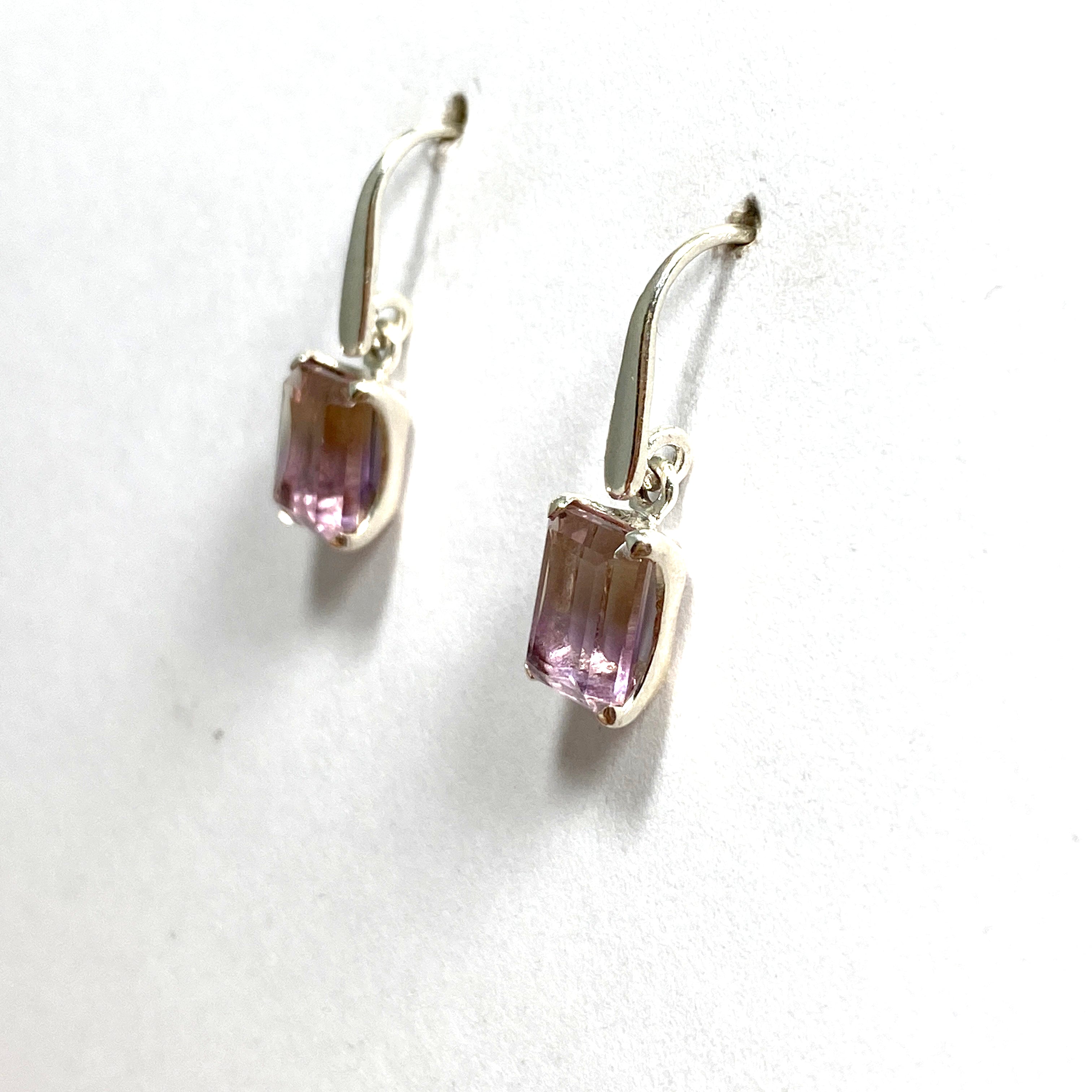 Stunning Ametrine Emerald Cut Faceted Earrings PEGJ163 - Perfect for Weddings, Parties & Special Occasions