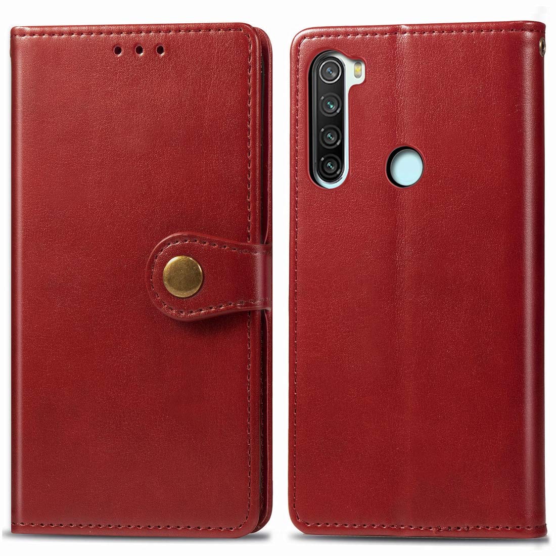 Xiaomi Redmi Note 8 Phone Case - Retro Leather Wallet Case with Card Slots, Photo Frame, Lanyard & Kickstand | Slim Protective Cover for Xiaomi Redmi Note 8 (Red) | Perfect for Daily Use, Travel & Business Meetings