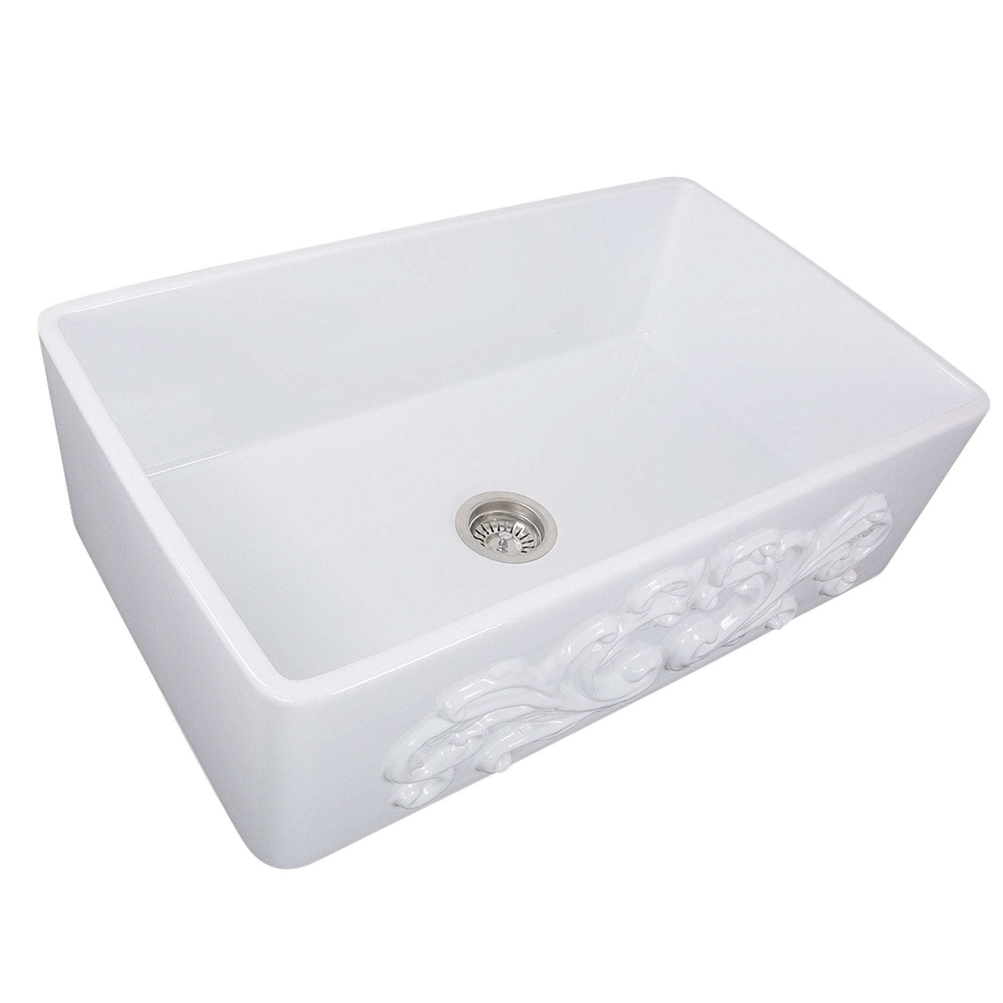 Farmhouse Fireclay Sink with Decorative Filigree Apron - Nantucket 33