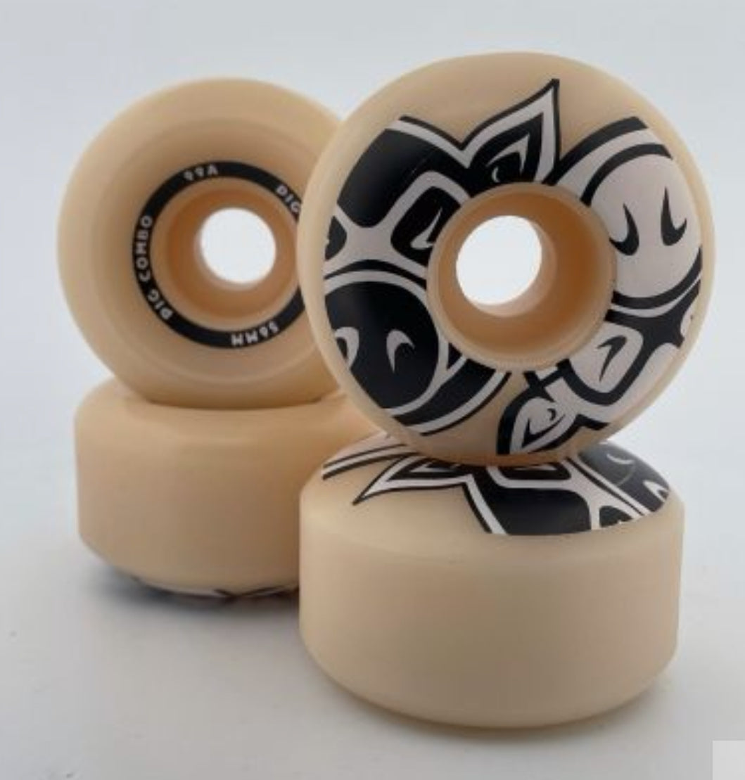 Premium 54mm 99a Pig Wheels Combos - High-Performance Skateboard Wheels for Street & Park Skating - Natural Color for Style & Durability