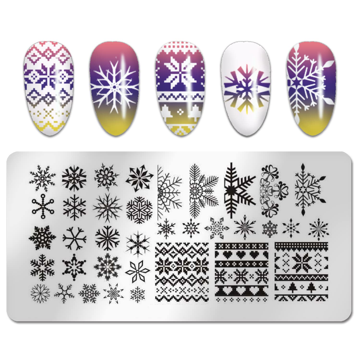 WOKOTO 6Pcs Christmas Nail Stamping Plates Set - Santa Claus, Elk & Snowflake Designs for Nail Art | Professional Nail Image Templates for Stamping Tools | Perfect for Holiday Manicures & Christmas Party Nail Designs