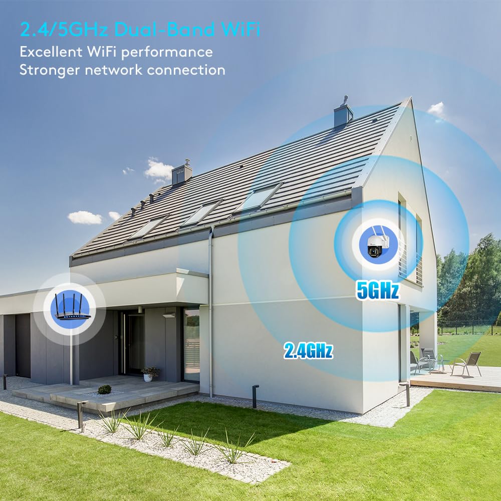 Ctronics 4K 8MP Outdoor Security Camera with Smart Human/Vehicle Detection - 2.4/5GHz WiFi IP66 Weatherproof Surveillance Camera, Auto Tracking, 65ft Color Night Vision, Two-Way Audio - Ideal for Home Security, Garage Monitoring & Business Protection