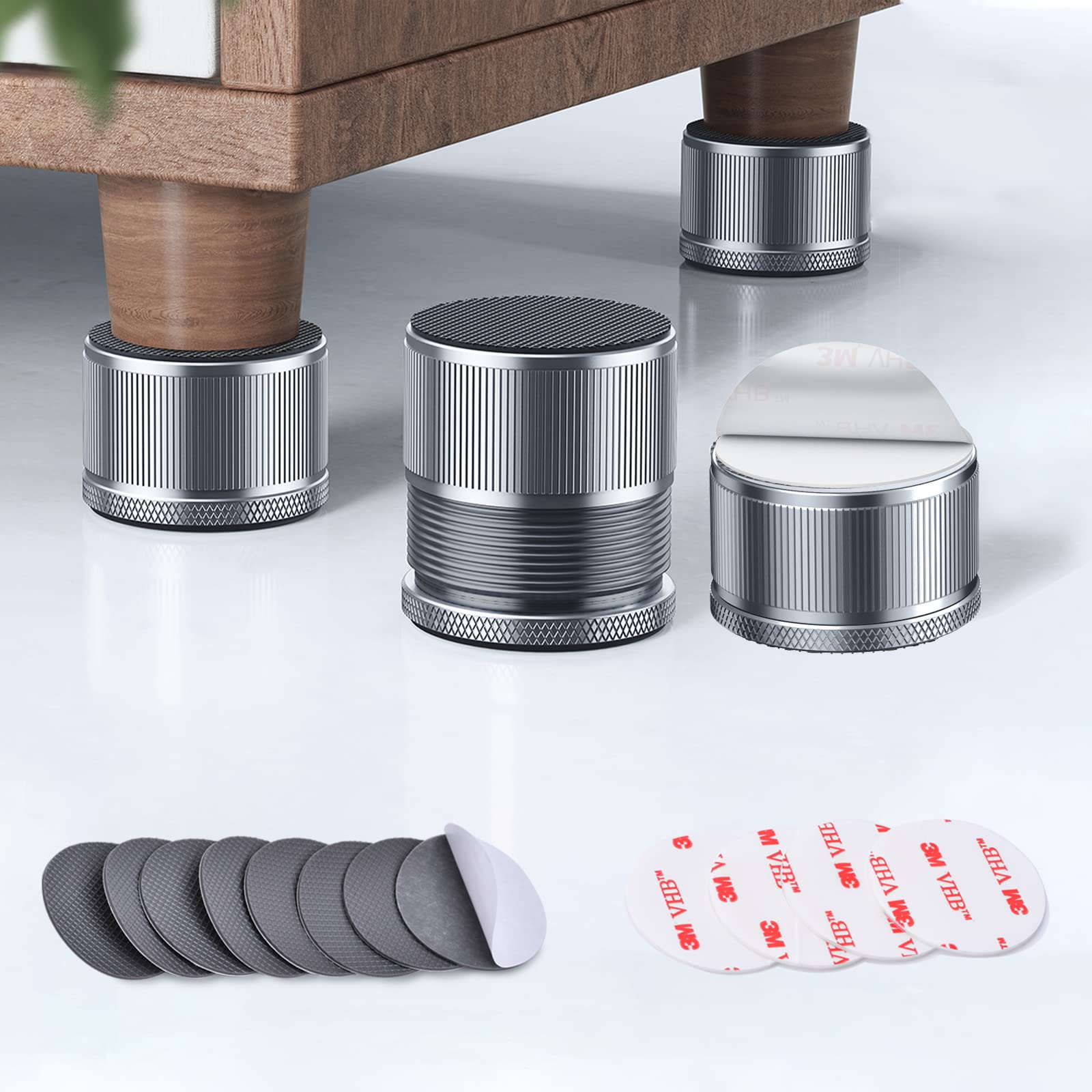 Nediea 1.5 Inch Heavy Duty Metal Bed Risers - Adjustable Furniture Lifters (0.9