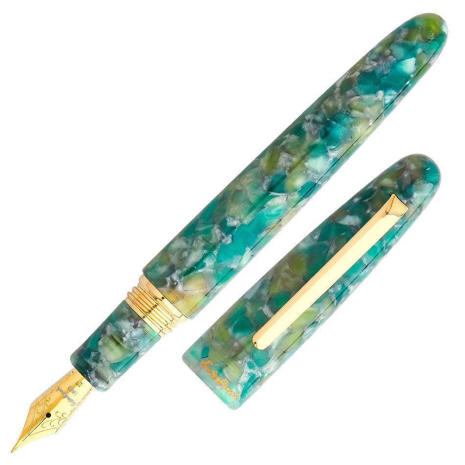 Esterbrook Estie Oversize Fountain Pen - Sea Glass with Gold Trim, Needlepoint Nib - Premium Writing Instrument for Calligraphy, Journaling & Gift Giving