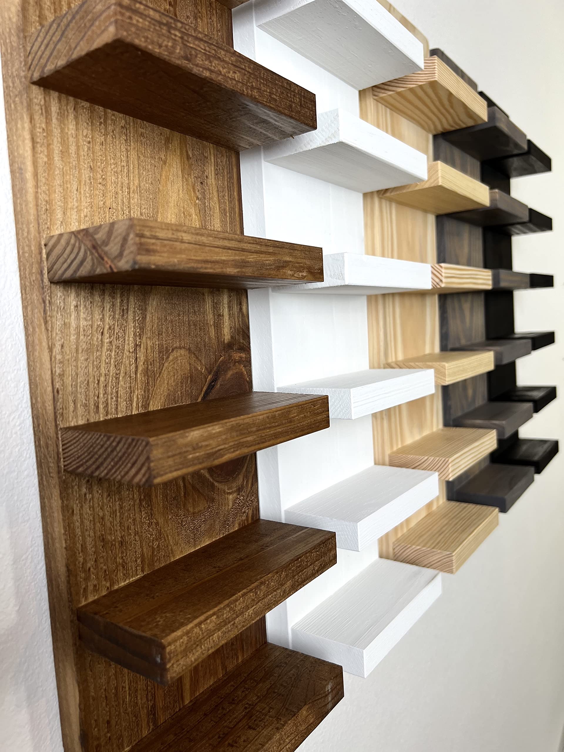 Wooden Sunglasses Shelf - Floating Wall Shelf for Entryway Organization | Eyeglass Rack & Storage Solution | Premium Wall Mounted Shelving (10-Shelf Set, Black) - Perfect for Bathroom, Bedroom, or Office Accessory Display