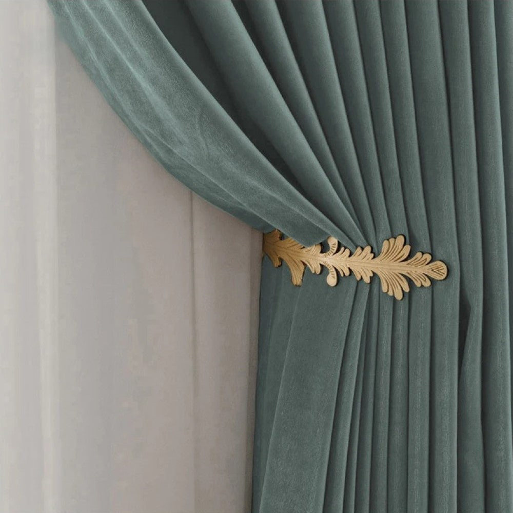 Brittany Velvet Plain Curtains - Light Teal Cyan Color, Blackout Drapes for Living Room & Bedroom, Soft Thermal Insulated Window Treatments for Home Decor