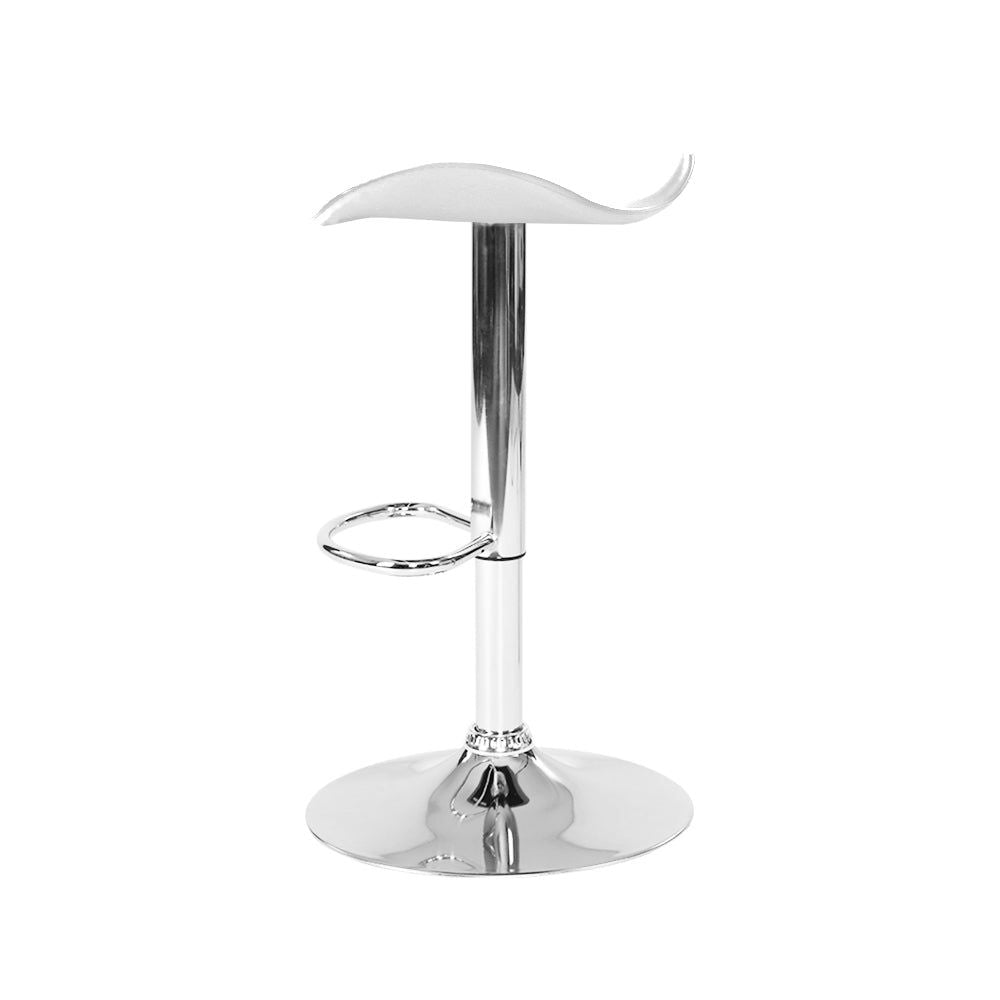 4 Bar Stools with Leather Upholstery & Gas Lift Mechanism in White - Perfect for Kitchen Islands, Bars & Dining Areas