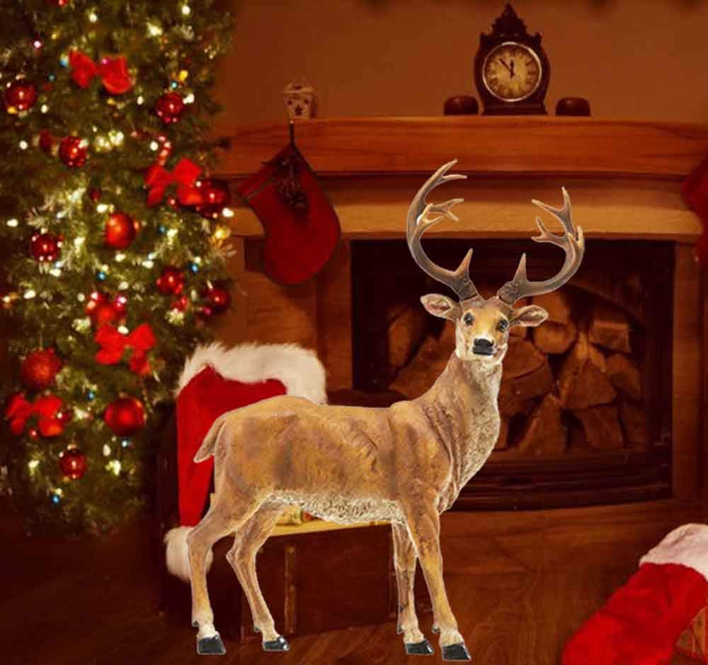 Standing Deer Statue with Removable Antlers - Wildlife Animal Garden Decor for Indoor & Outdoor Use - Perfect for Yard, Lawn, Patio, and Home Decoration Gifts