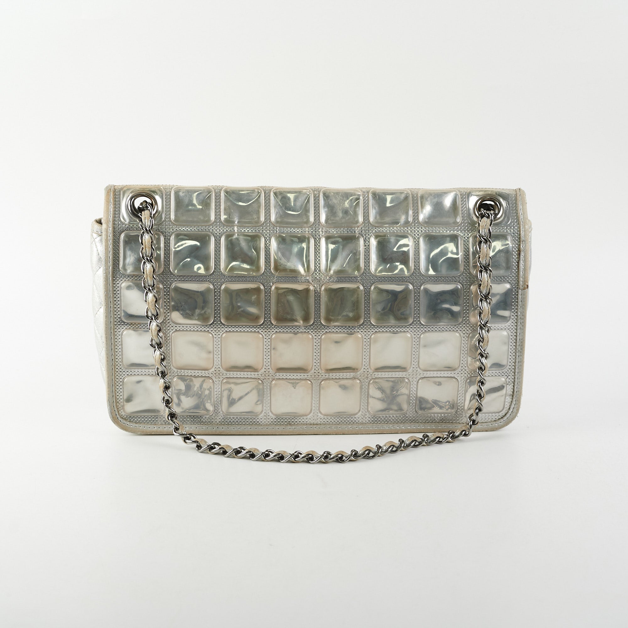Chanel CC Turnlock Ice Cube Flap Bag in Silver - Luxury Crossbody Purse for Women, Perfect for Evening Parties & Date Nights